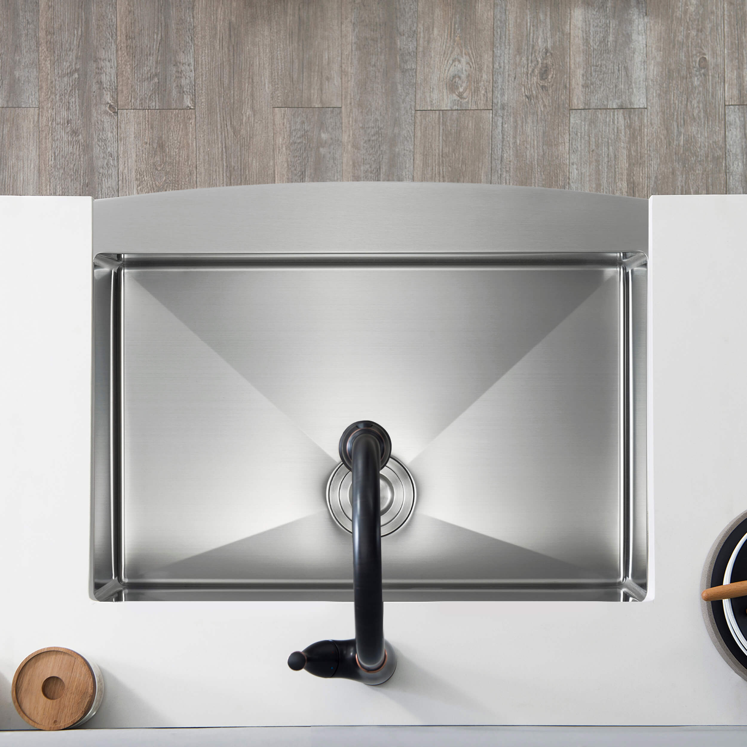 30" Handcrafted Farmhouse Apron Single Bowl Stainless Steel Kitchen Sink - C1-30SF