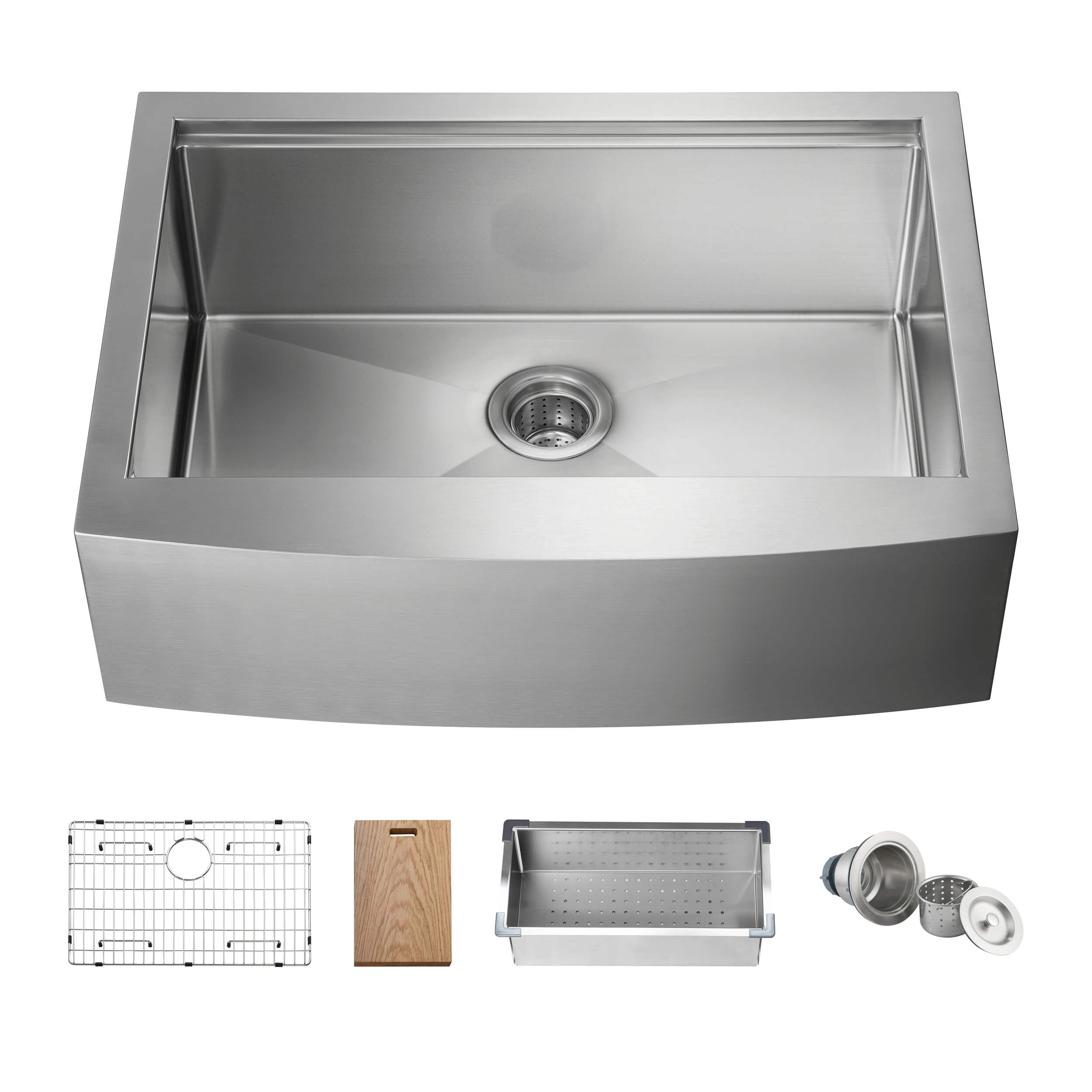 30" Farmhouse Apron Single Bowl Stainless Steel Workstation Kitchen Sink - C1-30SFT