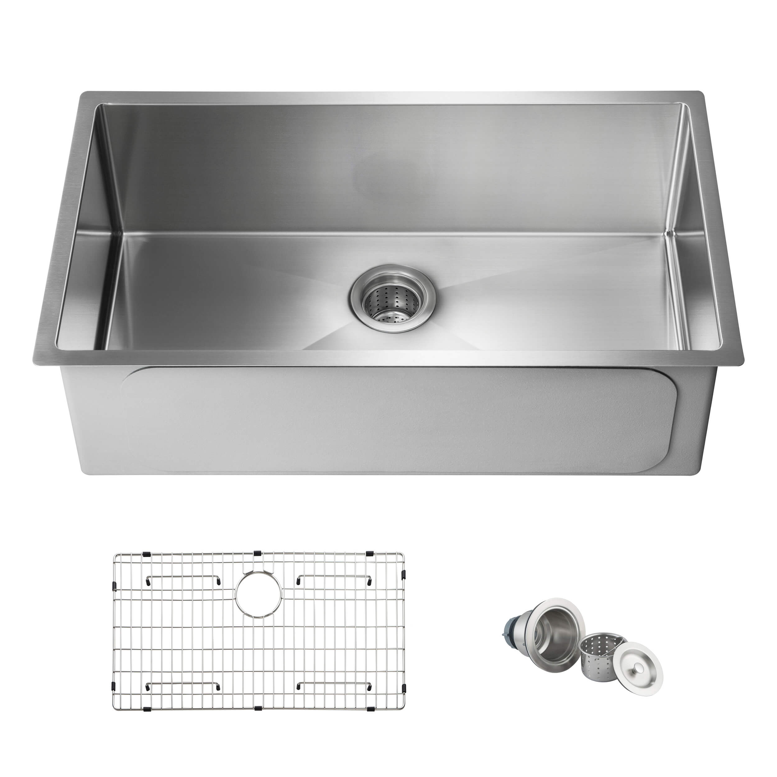 32 3/4" Handcrafted Undermount Single Bowl 16 gauge Stainless Steel Kitchen Sink - C1-33S