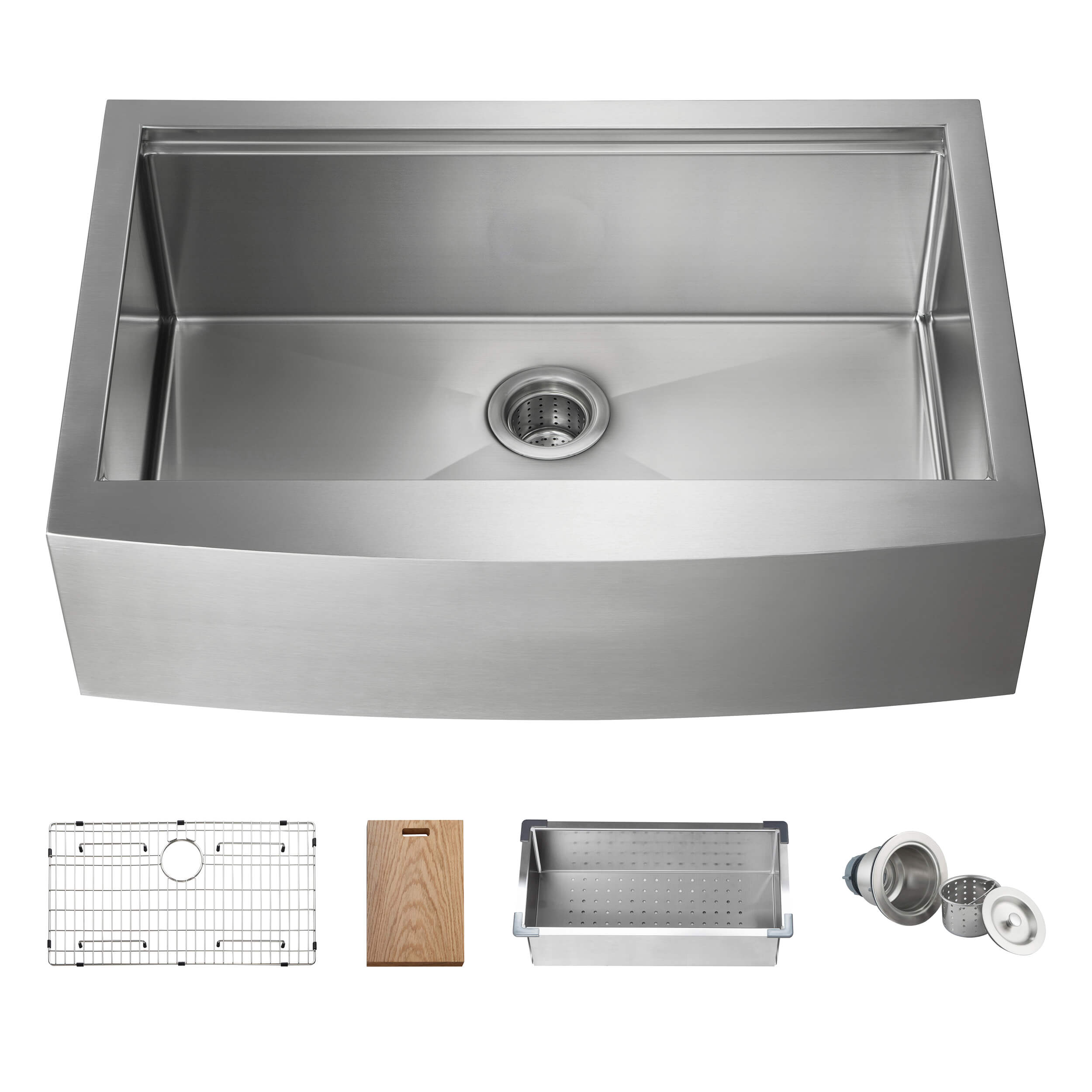 33" Farmhouse Apron Single Bowl Stainless Steel Workstation Kitchen Sink - C1-33SFT