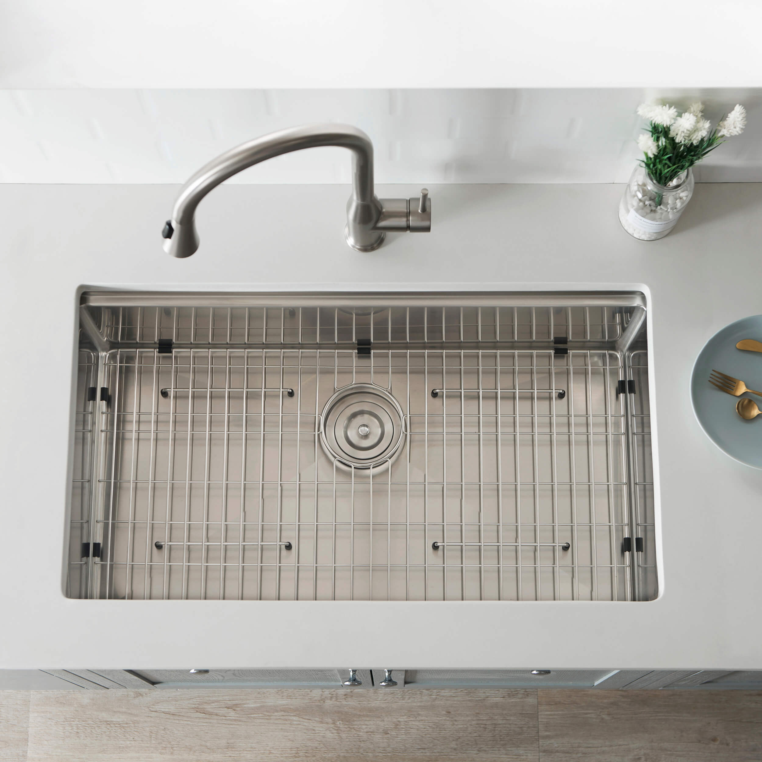 33" Undermount Single Bowl Stainless Steel Workstation Sink - C1-33ST