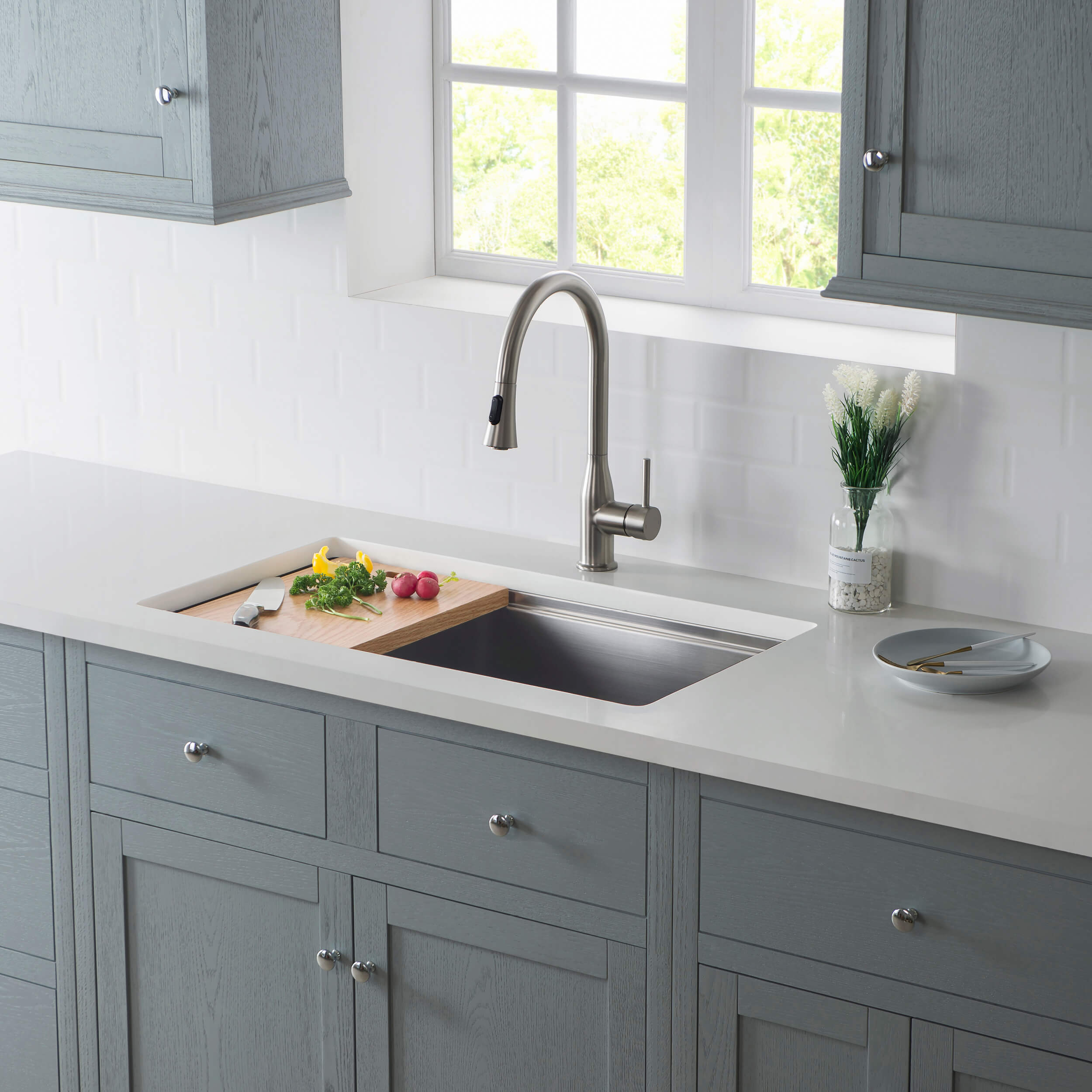 33" Undermount Single Bowl Stainless Steel Workstation Sink - C1-33ST