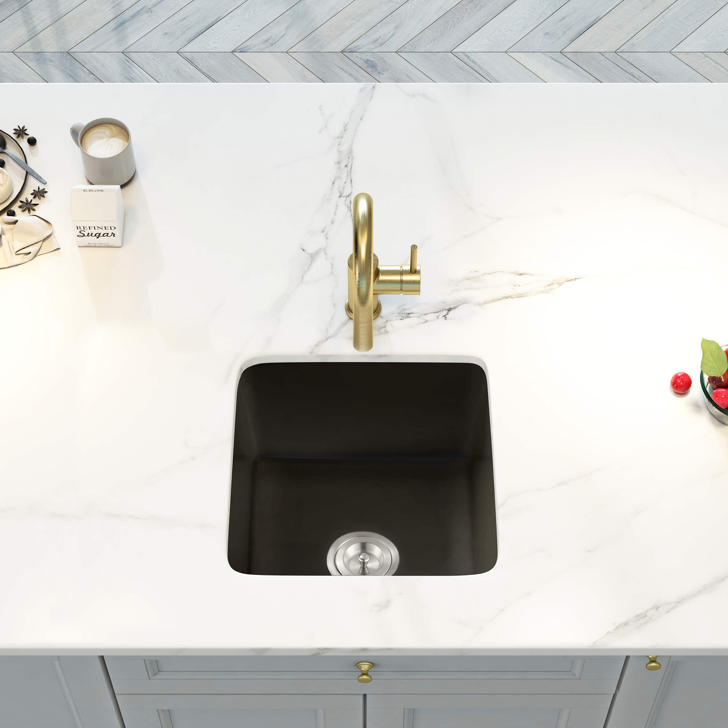 Nova 18" Matte Black Fireclay Single Bowl Kitchen Undermount Sink - C2-18SQMB