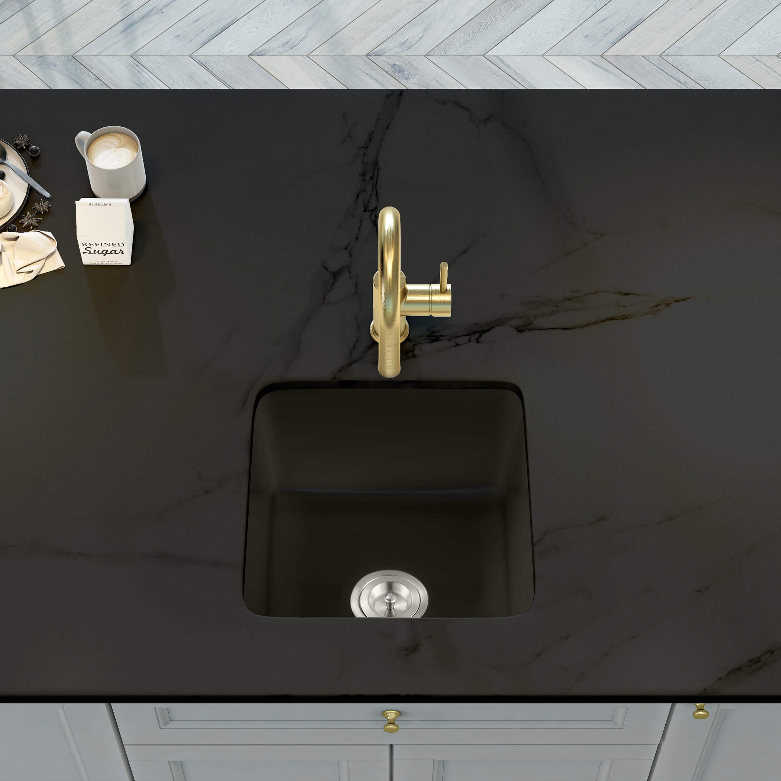 Nova 18" Matte Black Fireclay Single Bowl Kitchen Undermount Sink - C2-18SQMB