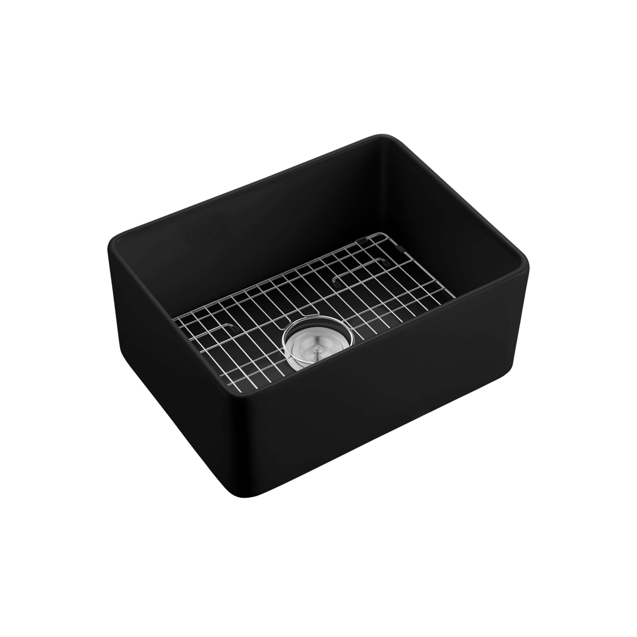 Nova 24" Matte Black Fireclay Single Bowl Kitchen Farmhouse Sink - C2-24SFMB