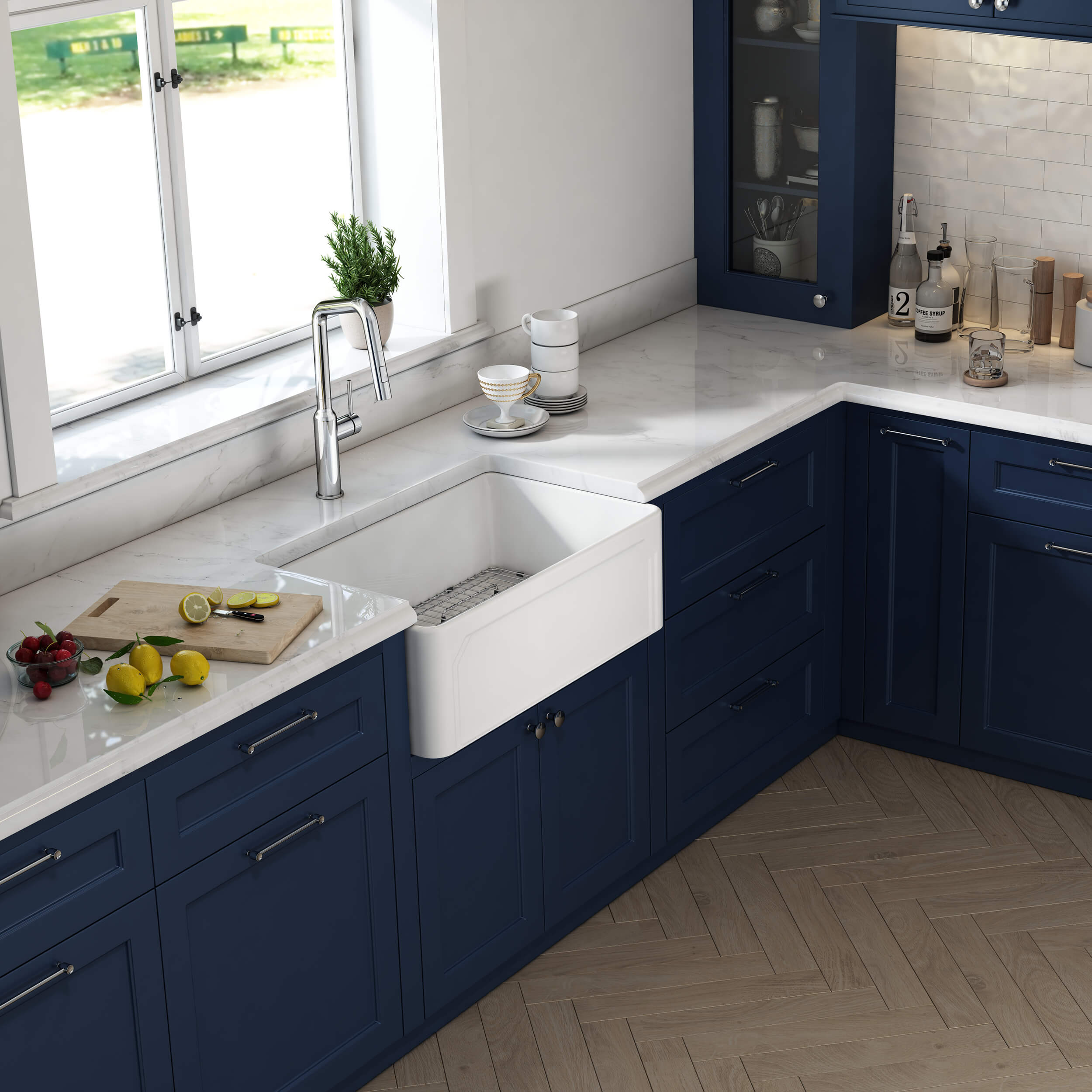 Nova - AR 30" Reversible Fireclay Single Bowl Kitchen Farmhouse Sink - C2-30SFAR