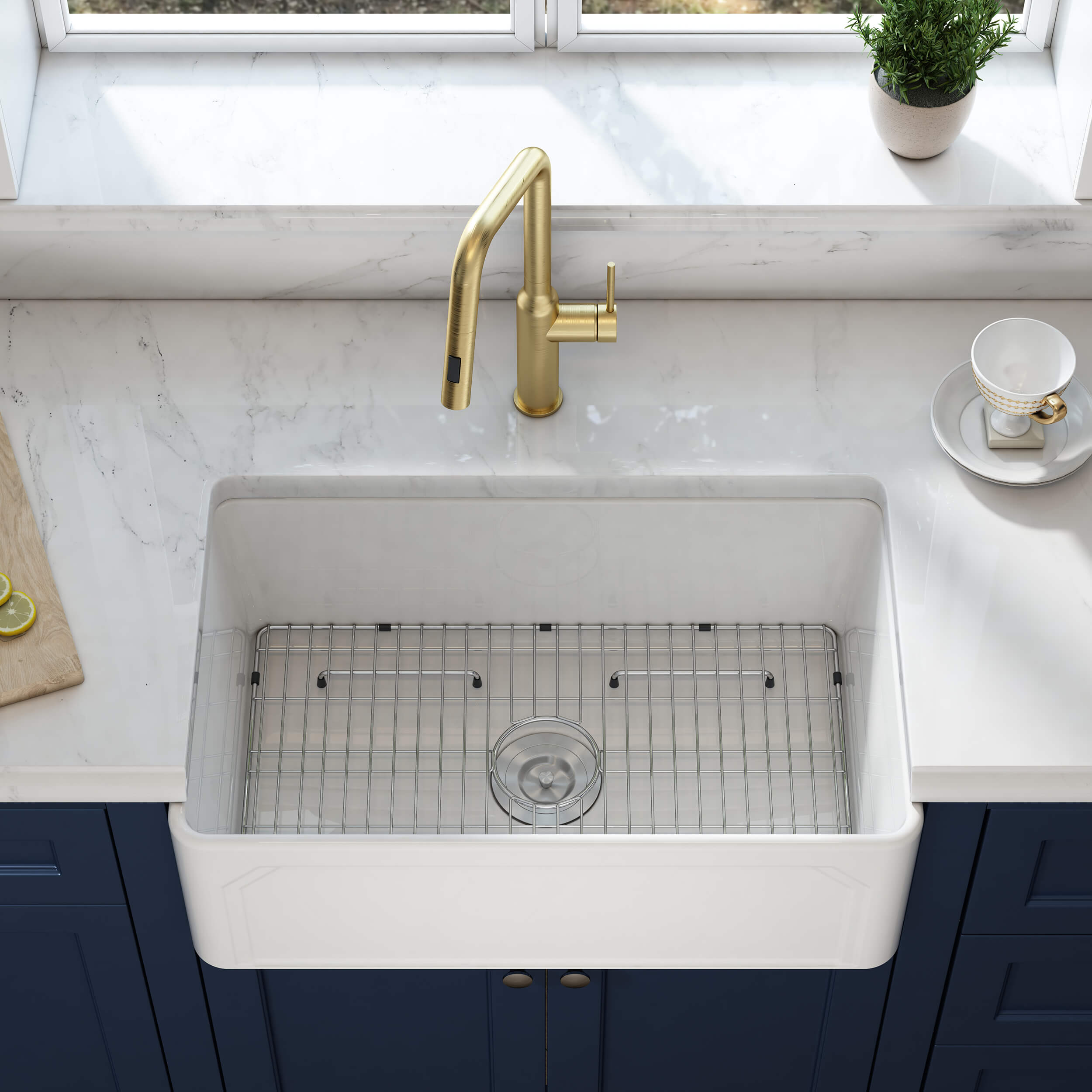 Nova - AR 30" Reversible Fireclay Single Bowl Kitchen Farmhouse Sink - C2-30SFAR