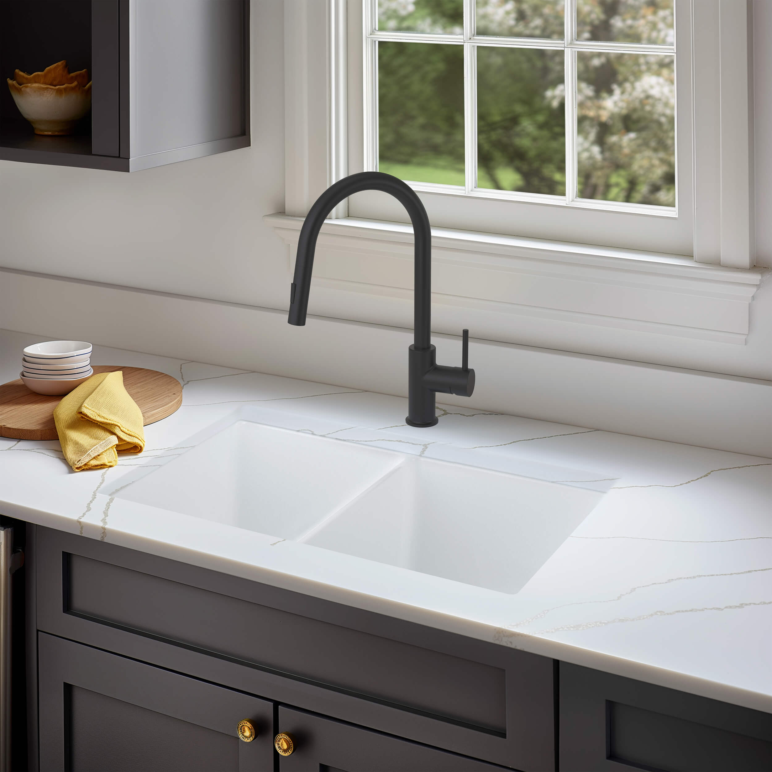 32" Fireclay Double Bowl Undermount Kitchen Sink - C2-32D
