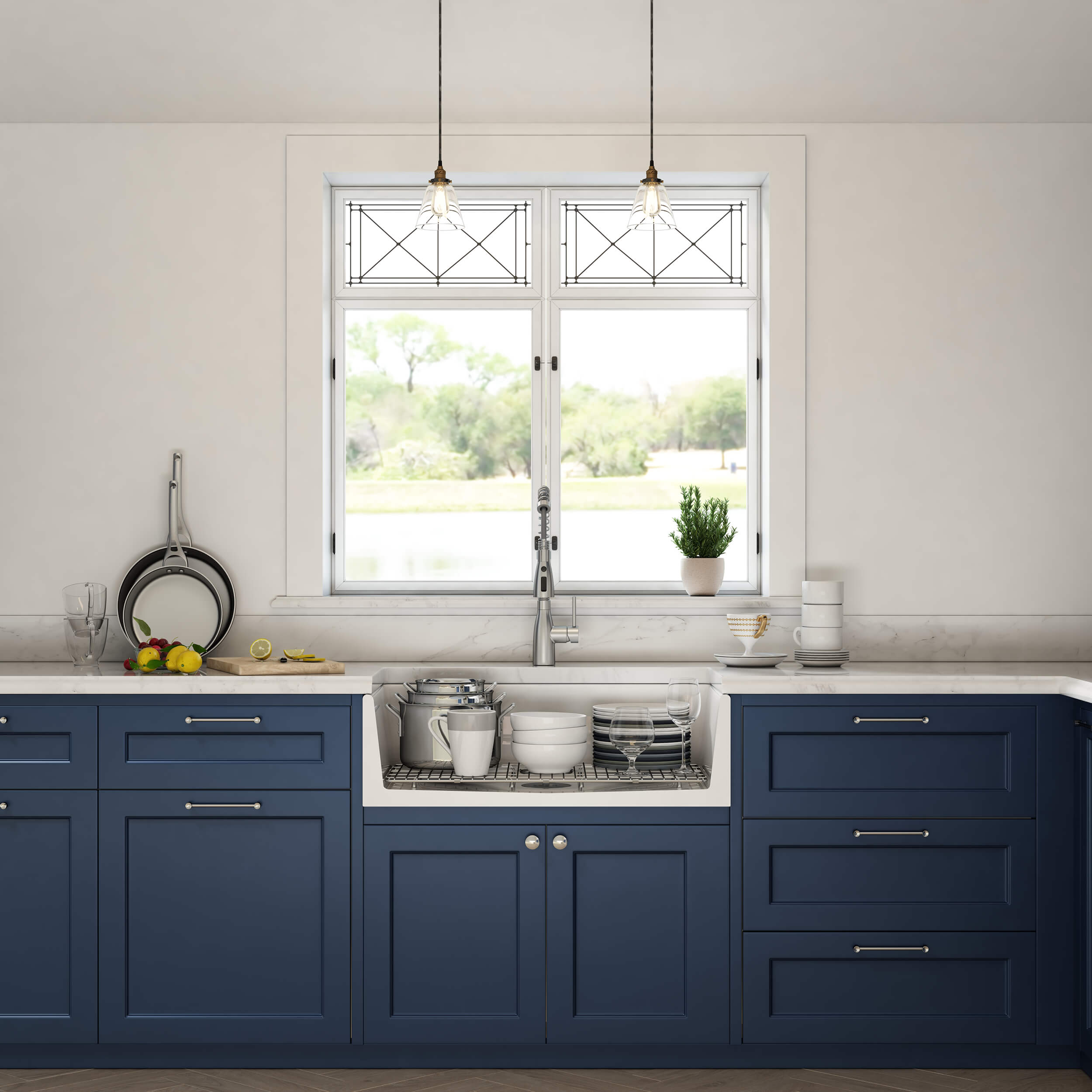 Nova - PL 33" Reversible Fireclay Single Bowl Kitchen Farmhouse Sink - C2-33SFPI