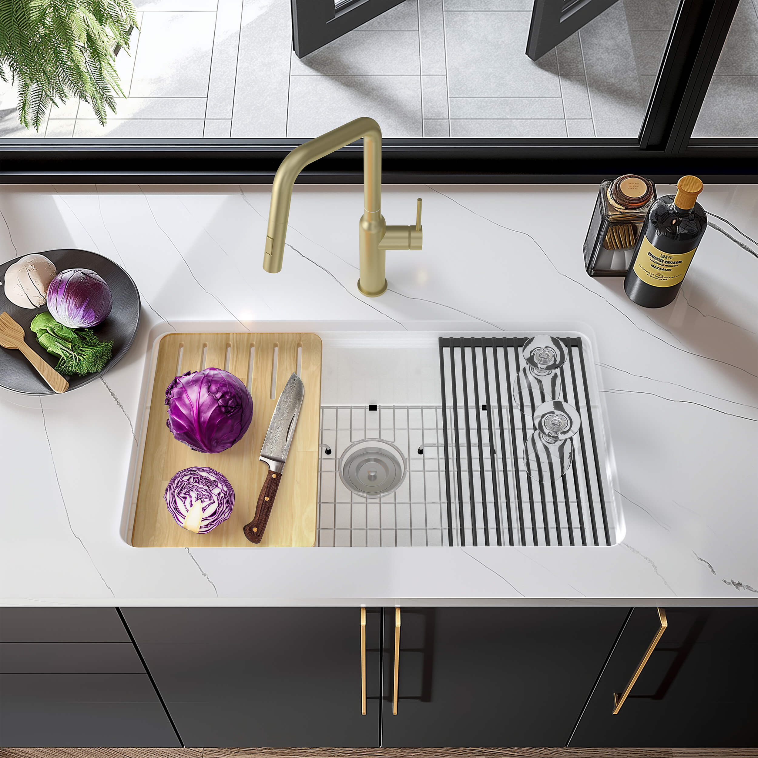 33" Fireclay Undermount Workstation Sink - C2-33ST