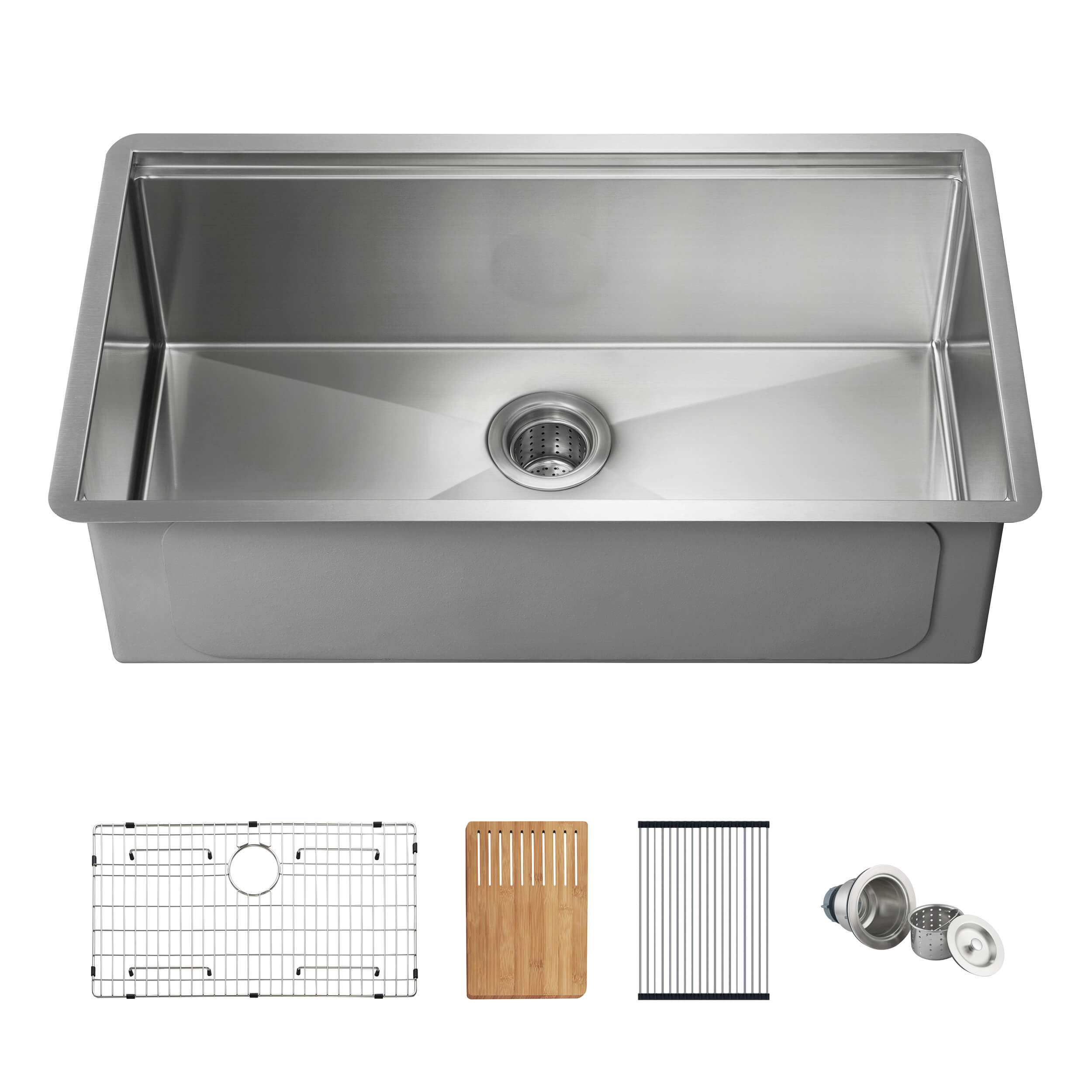 33" Handcrafted 316 Marine Grade Stainless Steel Single Bowl Workstation Undermount Kitchen Sink - C3-33ST