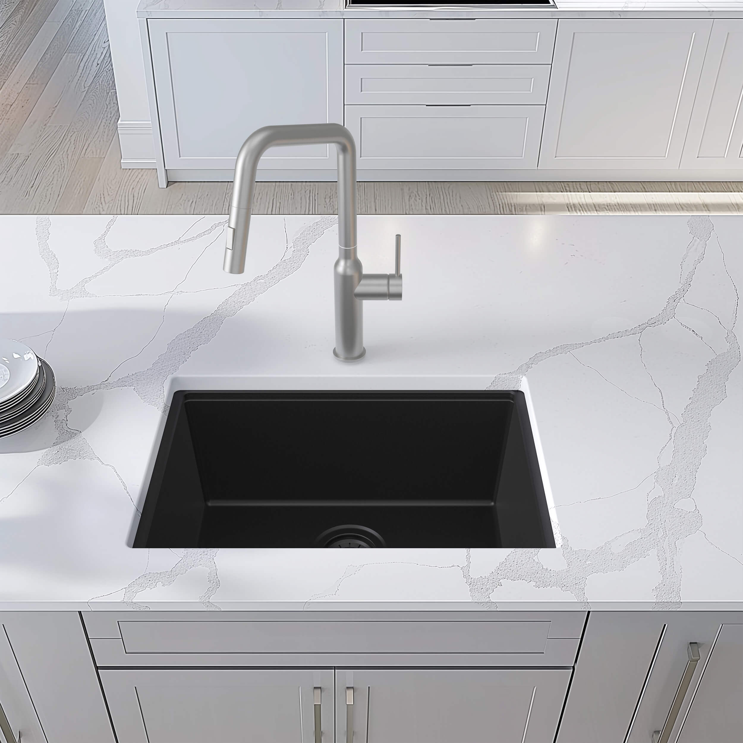 23" Undermount Workstation Single Bowl Quartz Kitchen Sink - C4-23ST