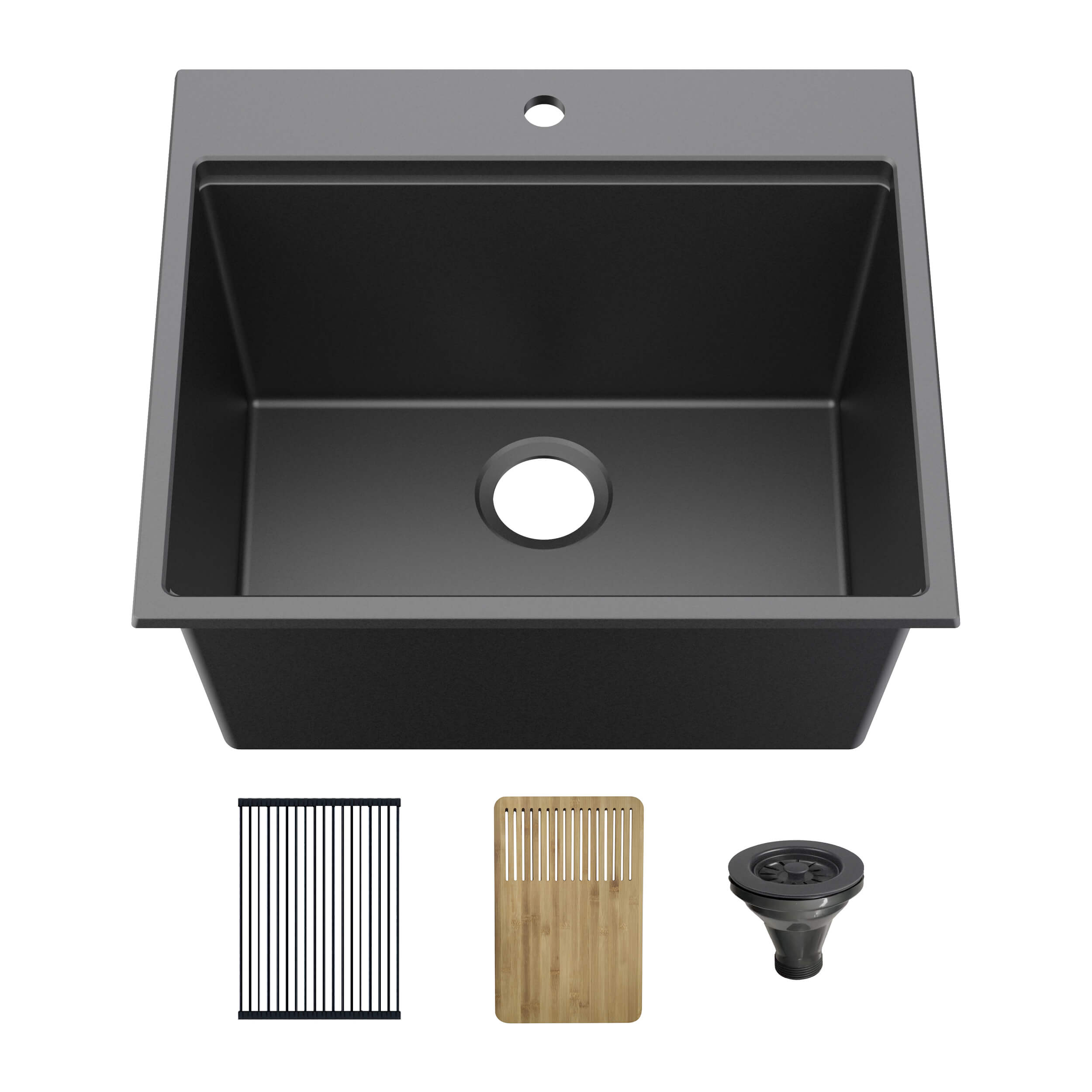 25" Top-Mount Workstation Single Bowl Quartz Kitchen Sink - C4-25TST