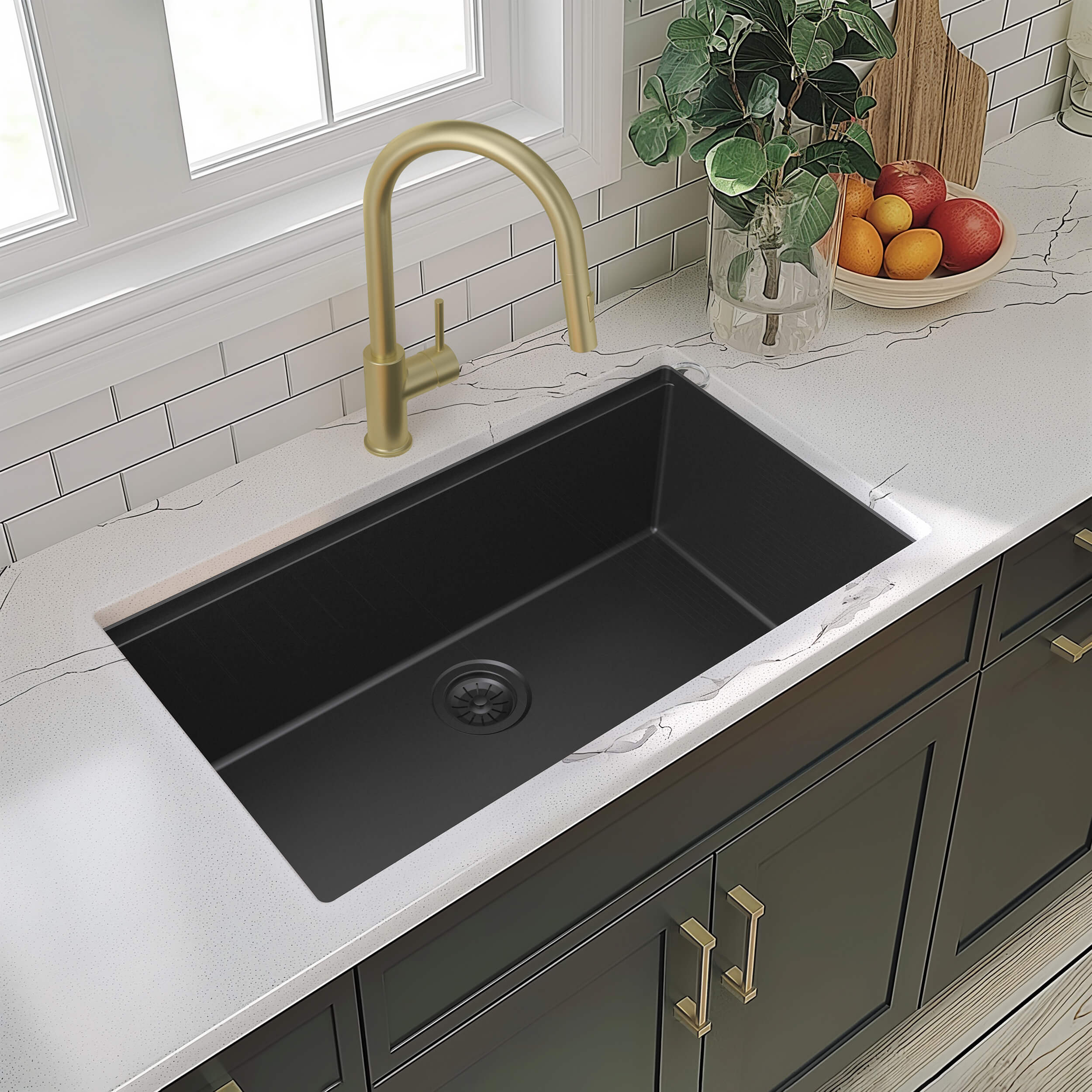 33" Undermount Workstation Single Bowl Quartz Kitchen Sink - C4-33ST