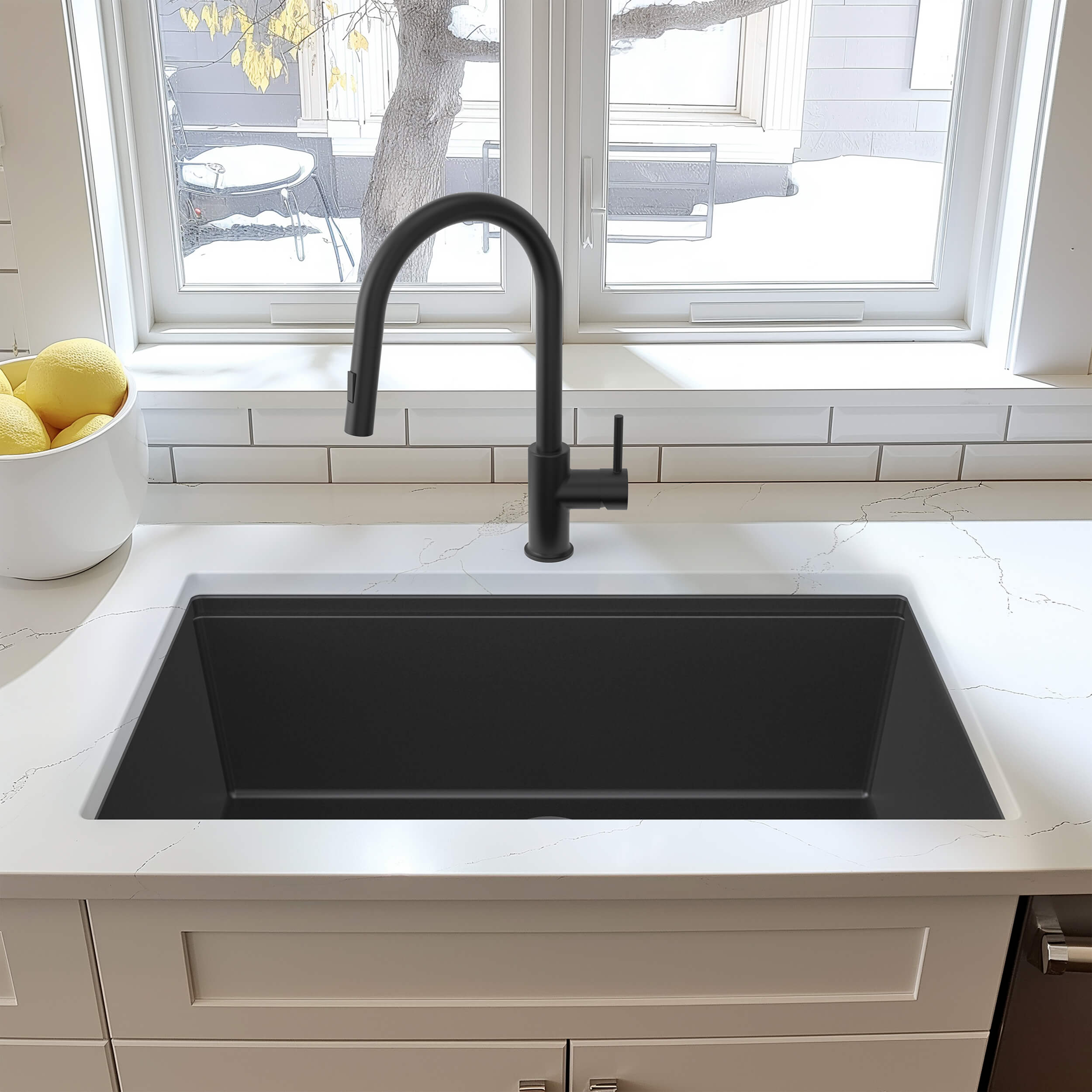 33" Undermount Workstation Single Bowl Quartz Kitchen Sink - C4-33ST