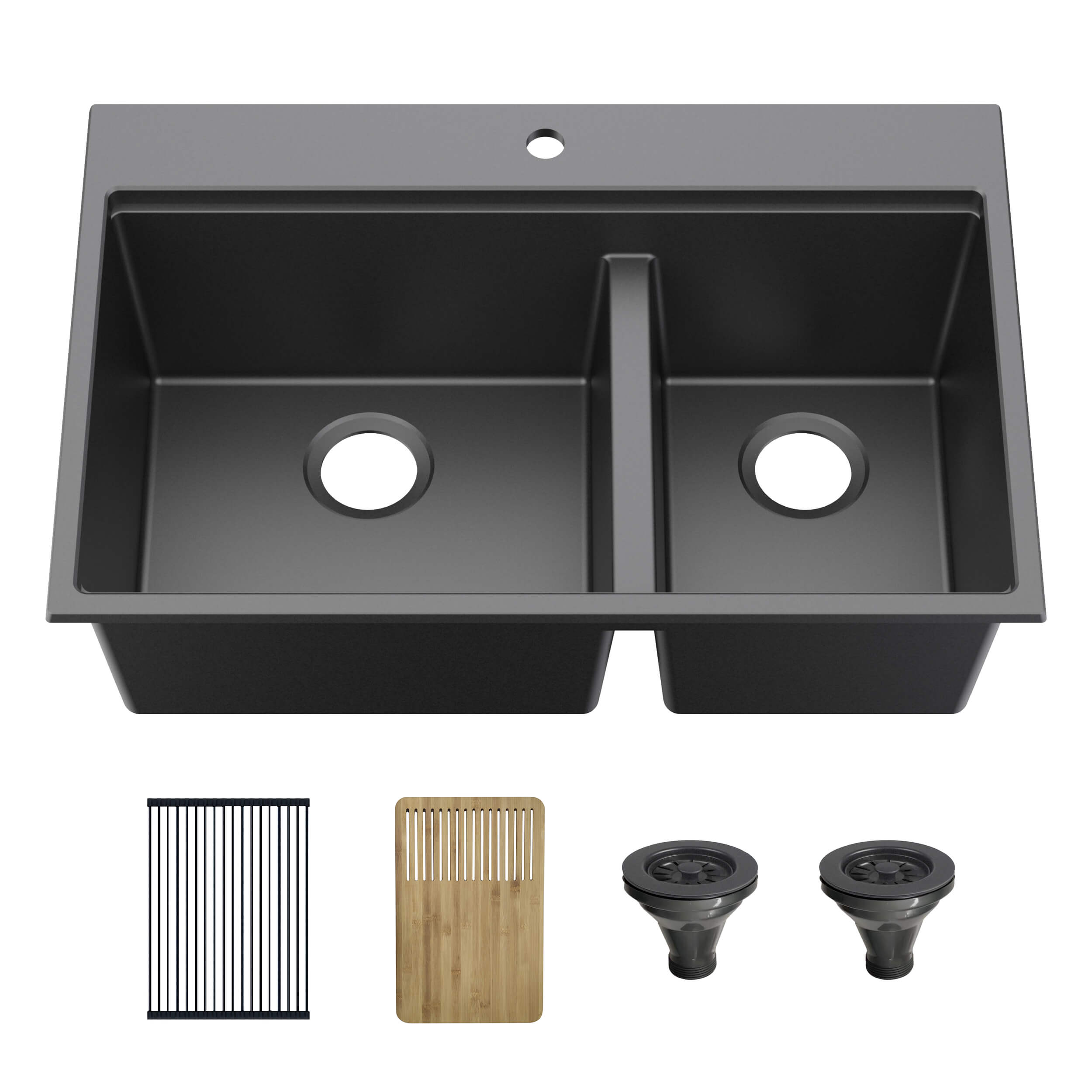 33" Top-Mount Workstation Double Bowl Quartz Kitchen Sink - C4-33TDT