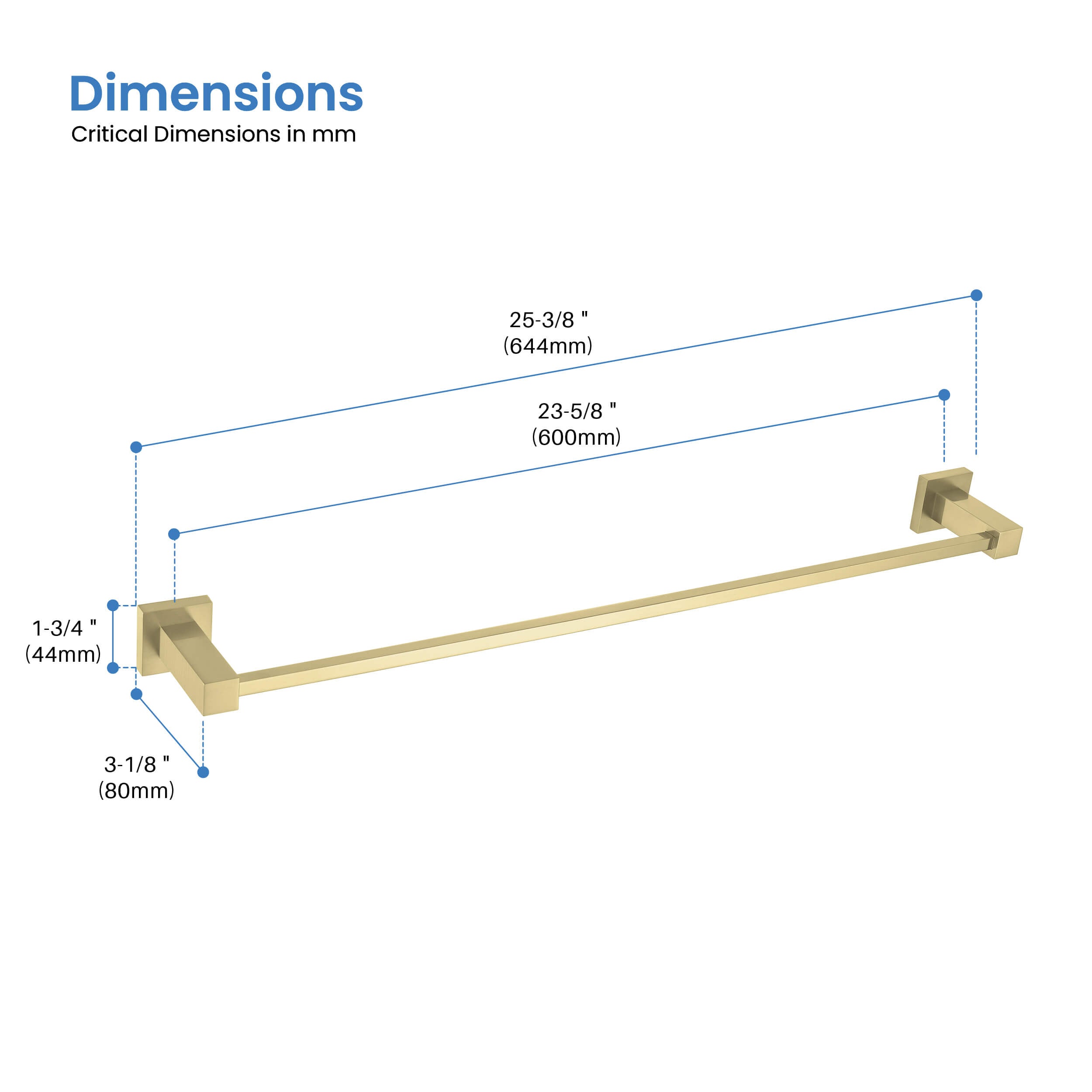 Quadra 24 inch Bathroom Towel Bar - CBA-1504