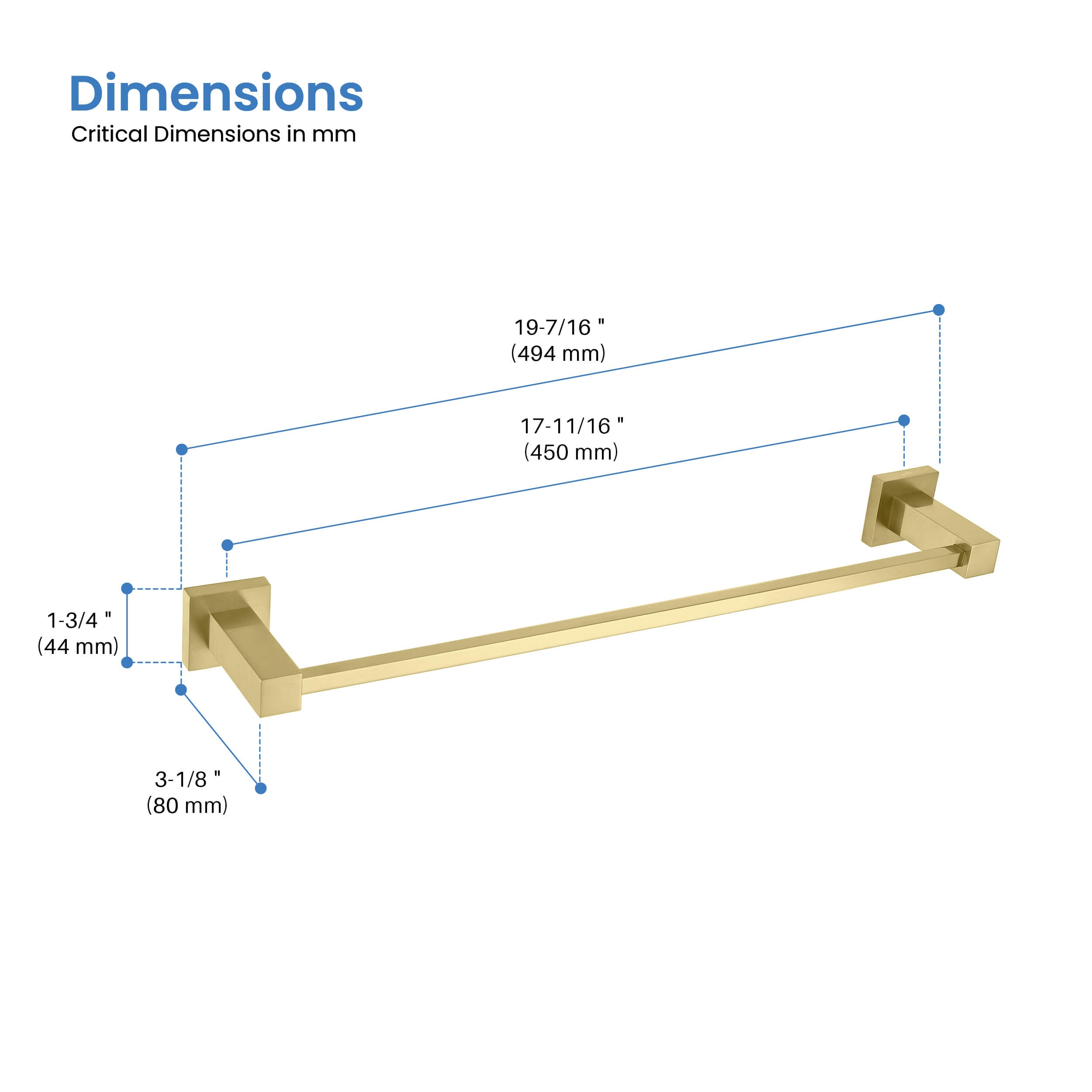 Quadra Bathroom 18" Towel Bar - CBA-1507