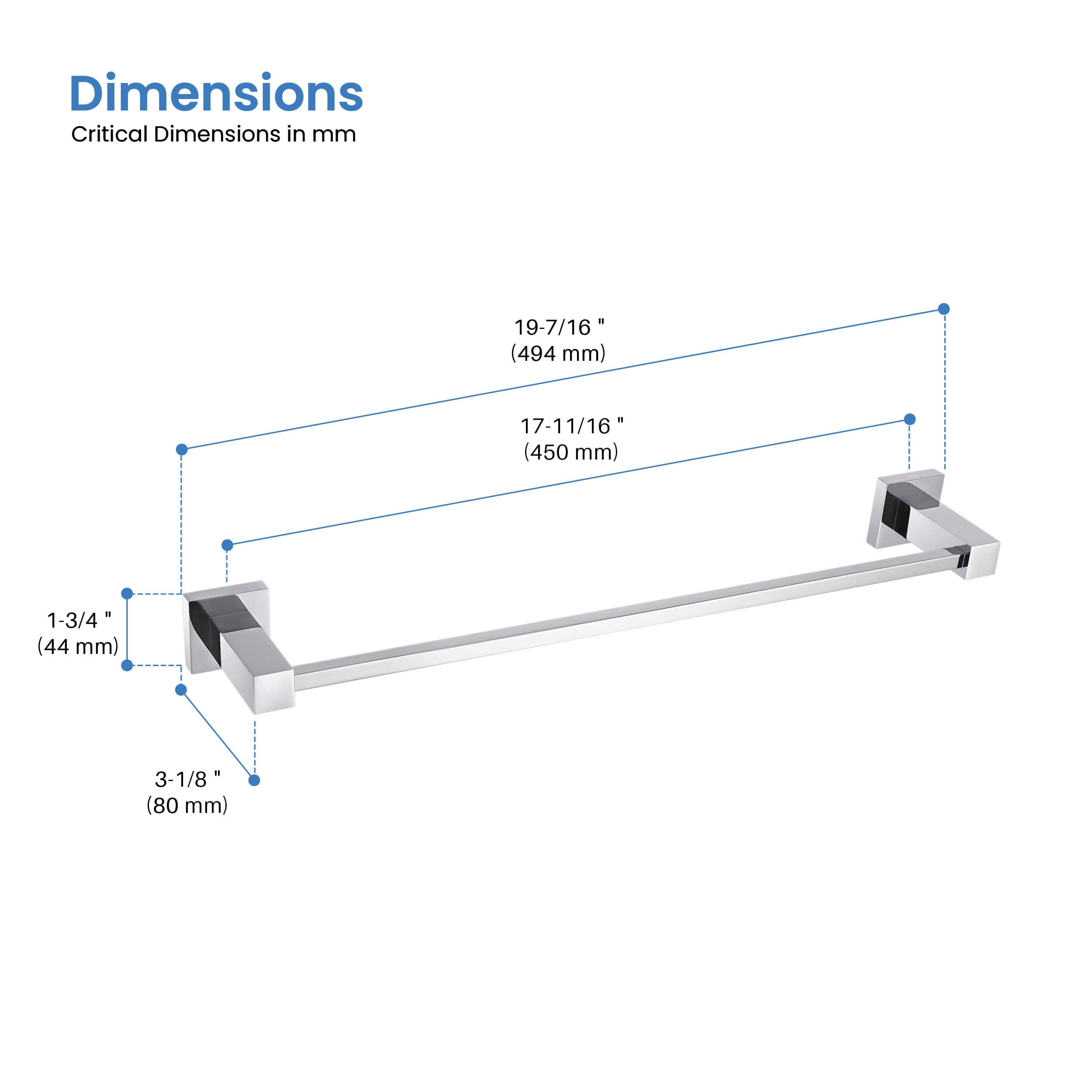Quadra Bathroom 18" Towel Bar - CBA-1507