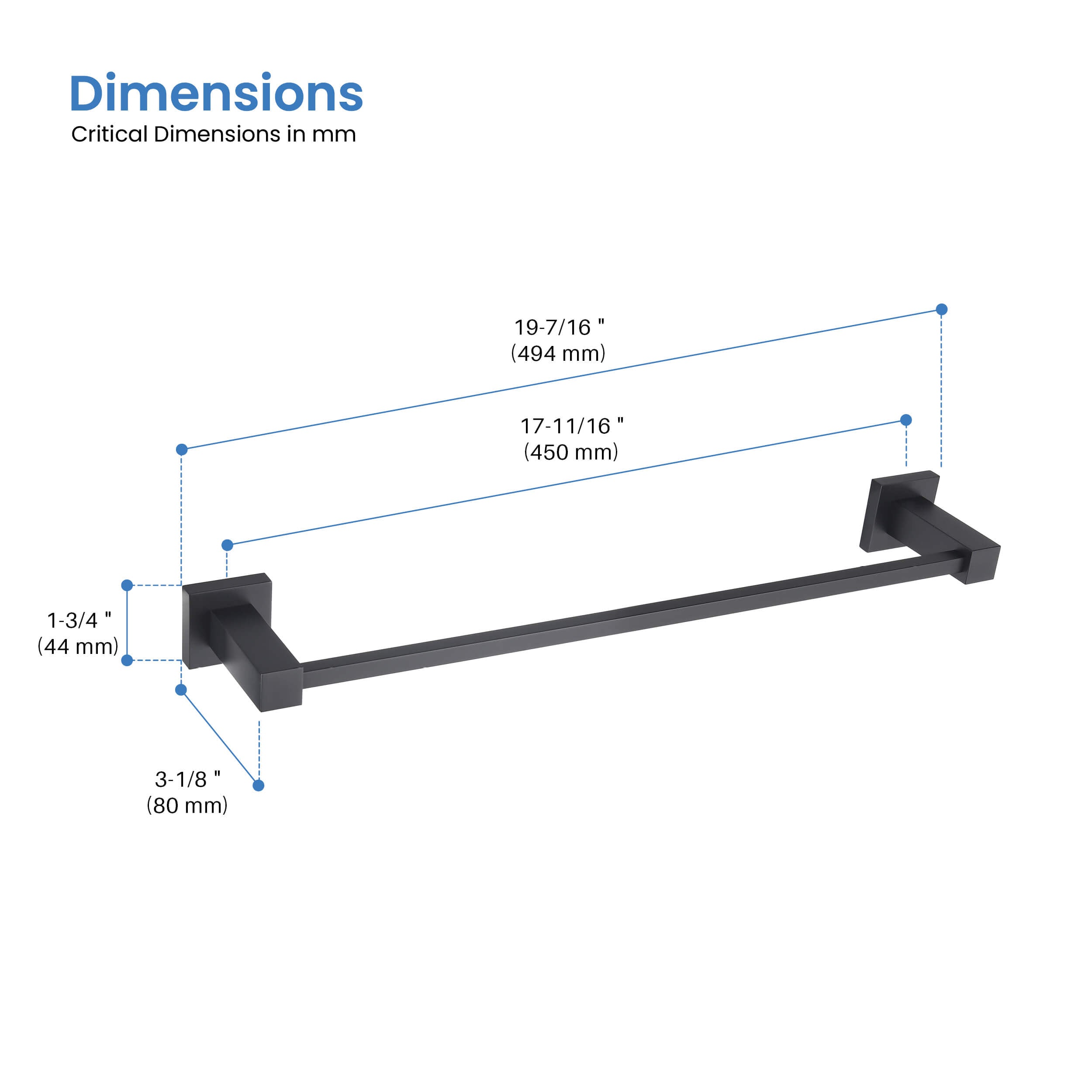 Quadra Bathroom 18" Towel Bar - CBA-1507