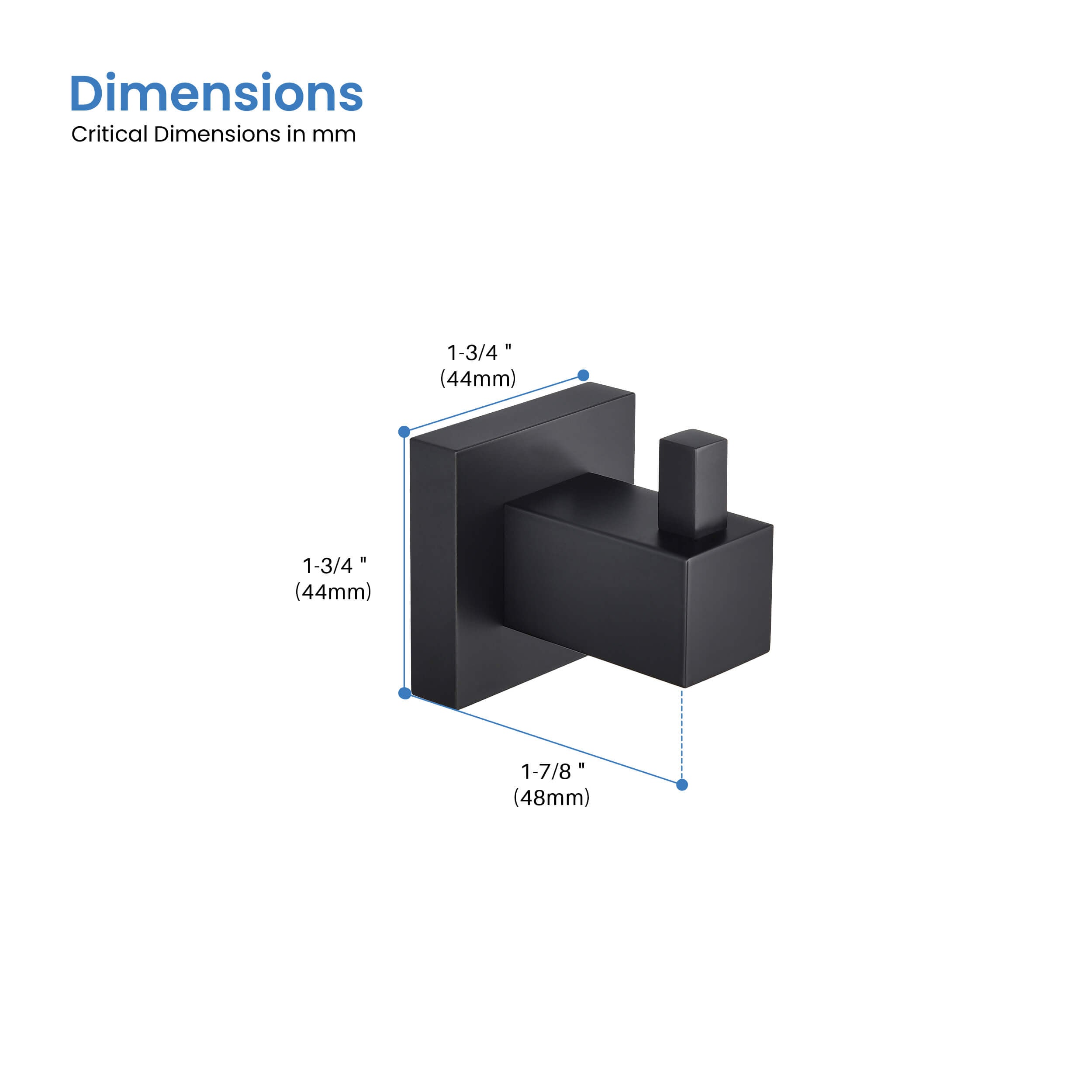 Quadra Bathroom Towel & Robe Hook 3 Count - CBA-1501 - 3PC