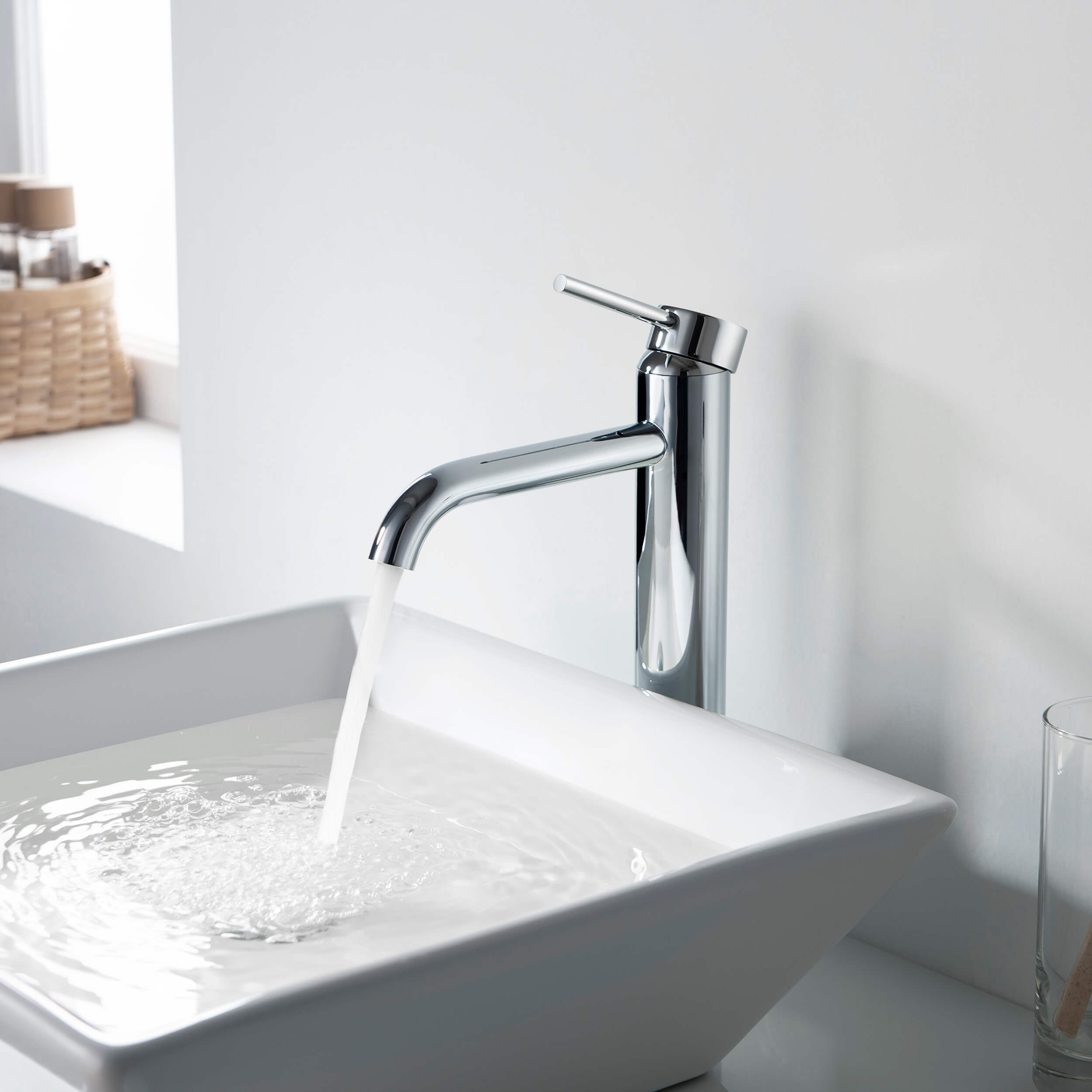 Halo Single Handle Bathroom Vessel Sink Faucet with Pop Up Drain - CBF-1009