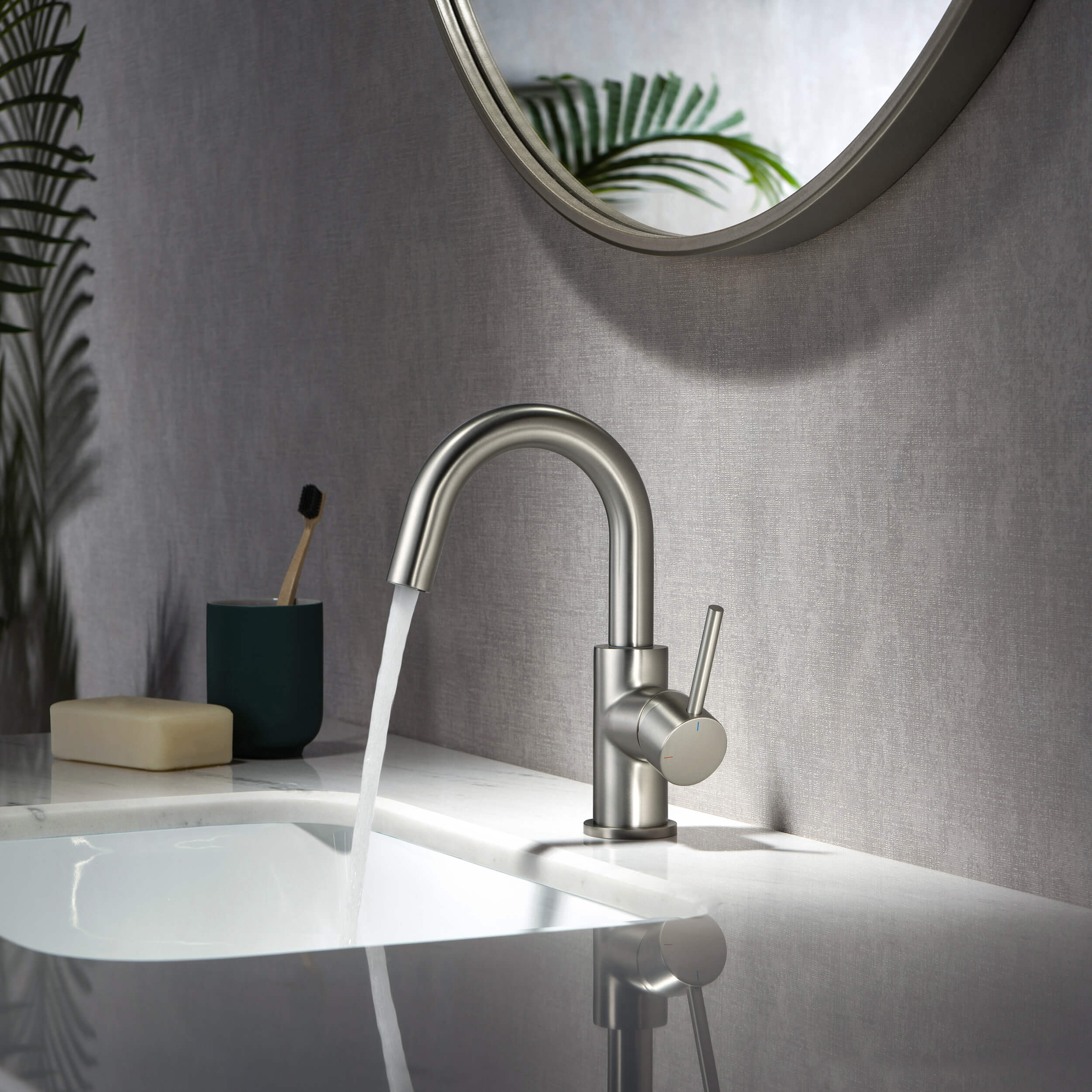 Halo High-Arc Single Handle Bathroom Vanity Sink Faucet with Pop Up Drain - CBF-1021