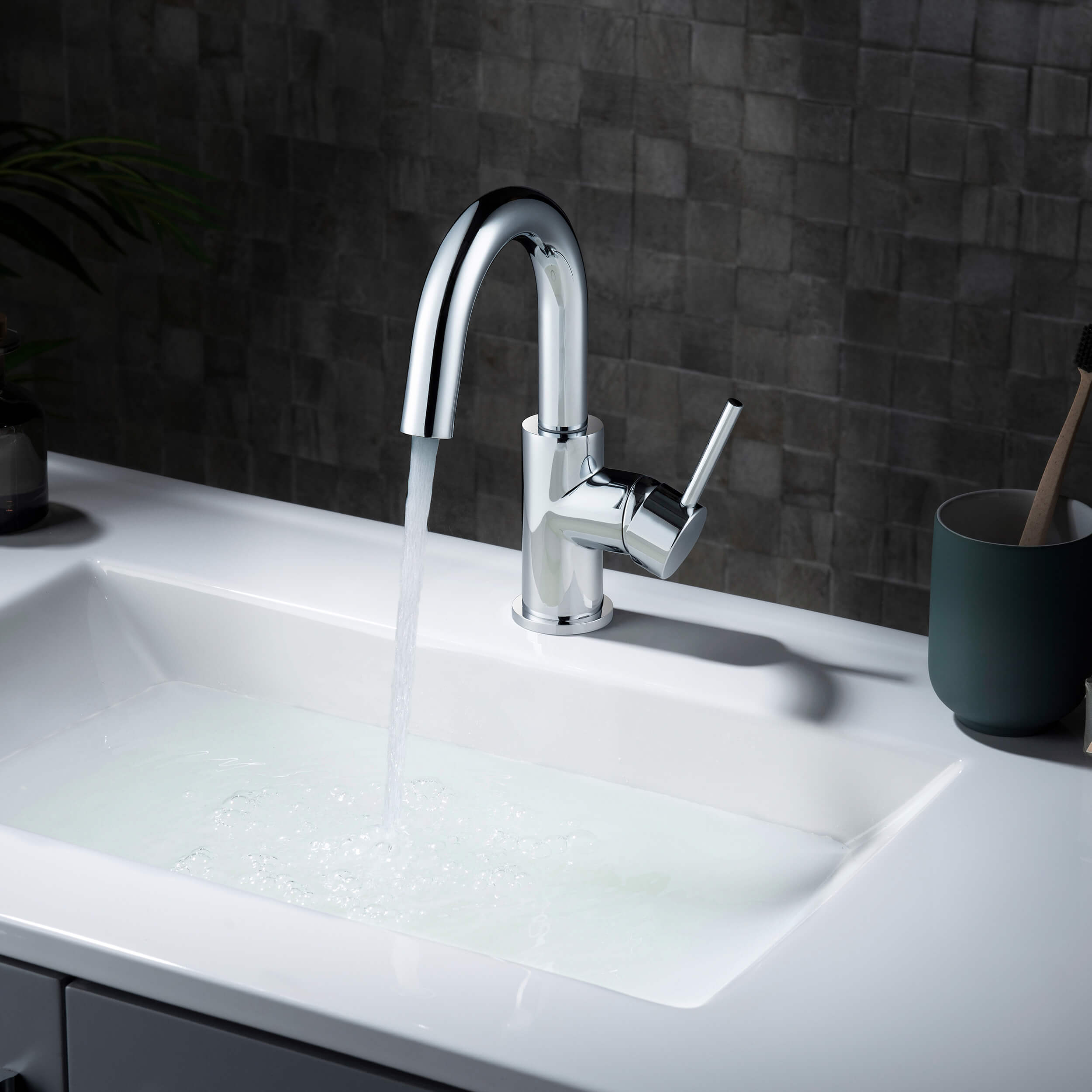 Halo High-Arc Single Handle Bathroom Vanity Sink Faucet with Pop Up Drain - CBF-1021