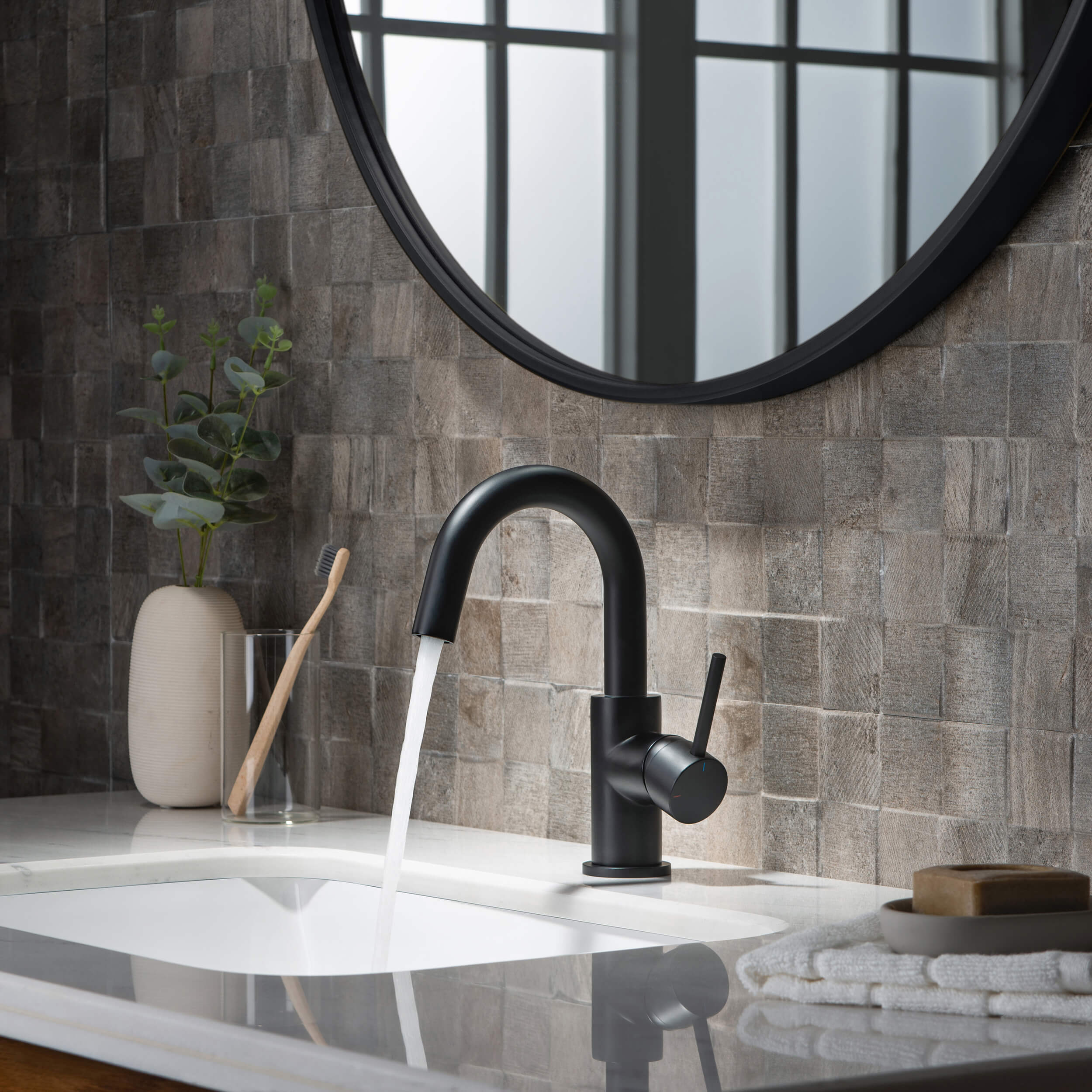 Halo High-Arc Single Handle Bathroom Vanity Sink Faucet with Pop Up Drain - CBF-1021