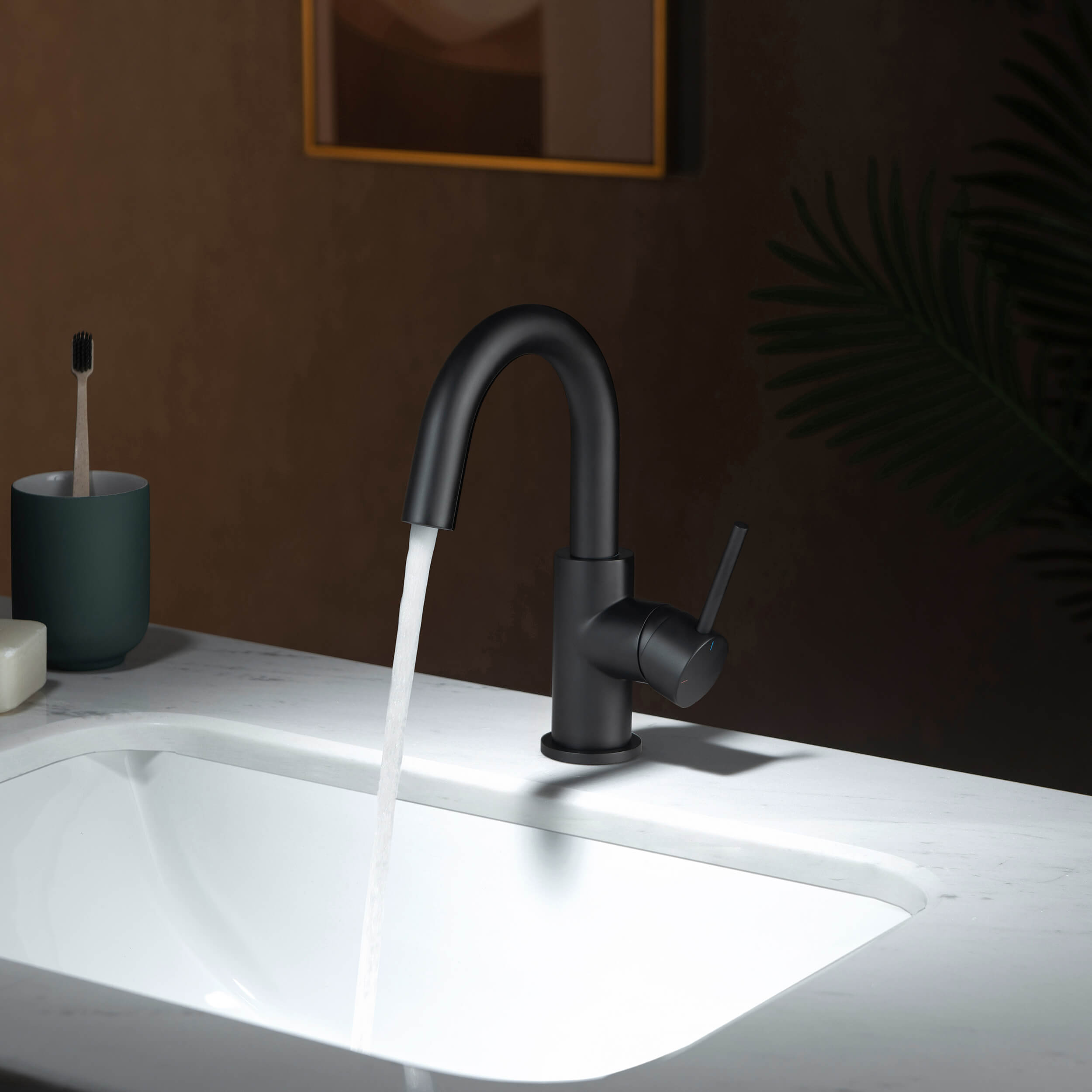 Halo High-Arc Single Handle Bathroom Vanity Sink Faucet with Pop Up Drain - CBF-1021