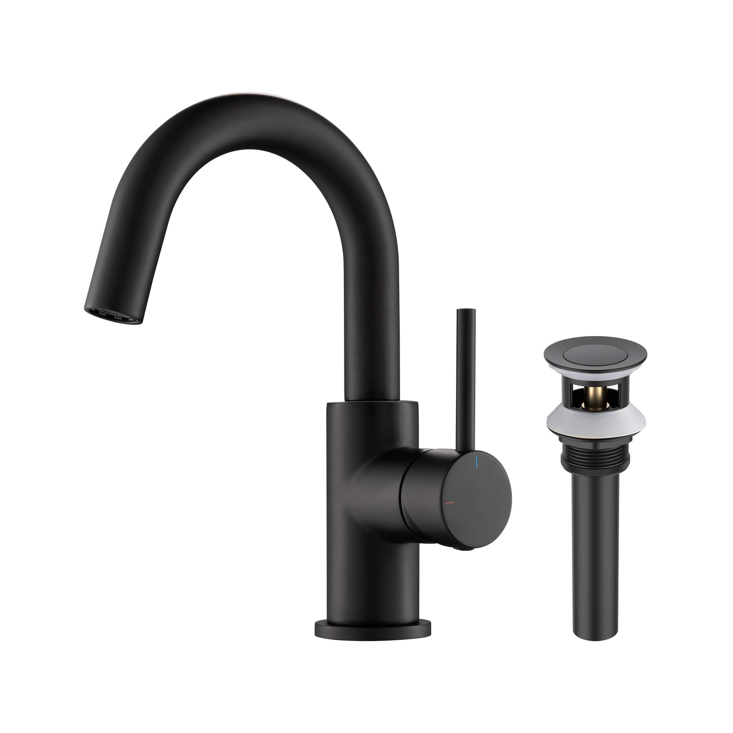 Halo High-Arc Single Handle Bathroom Vanity Sink Faucet with Pop Up Drain - CBF-1021