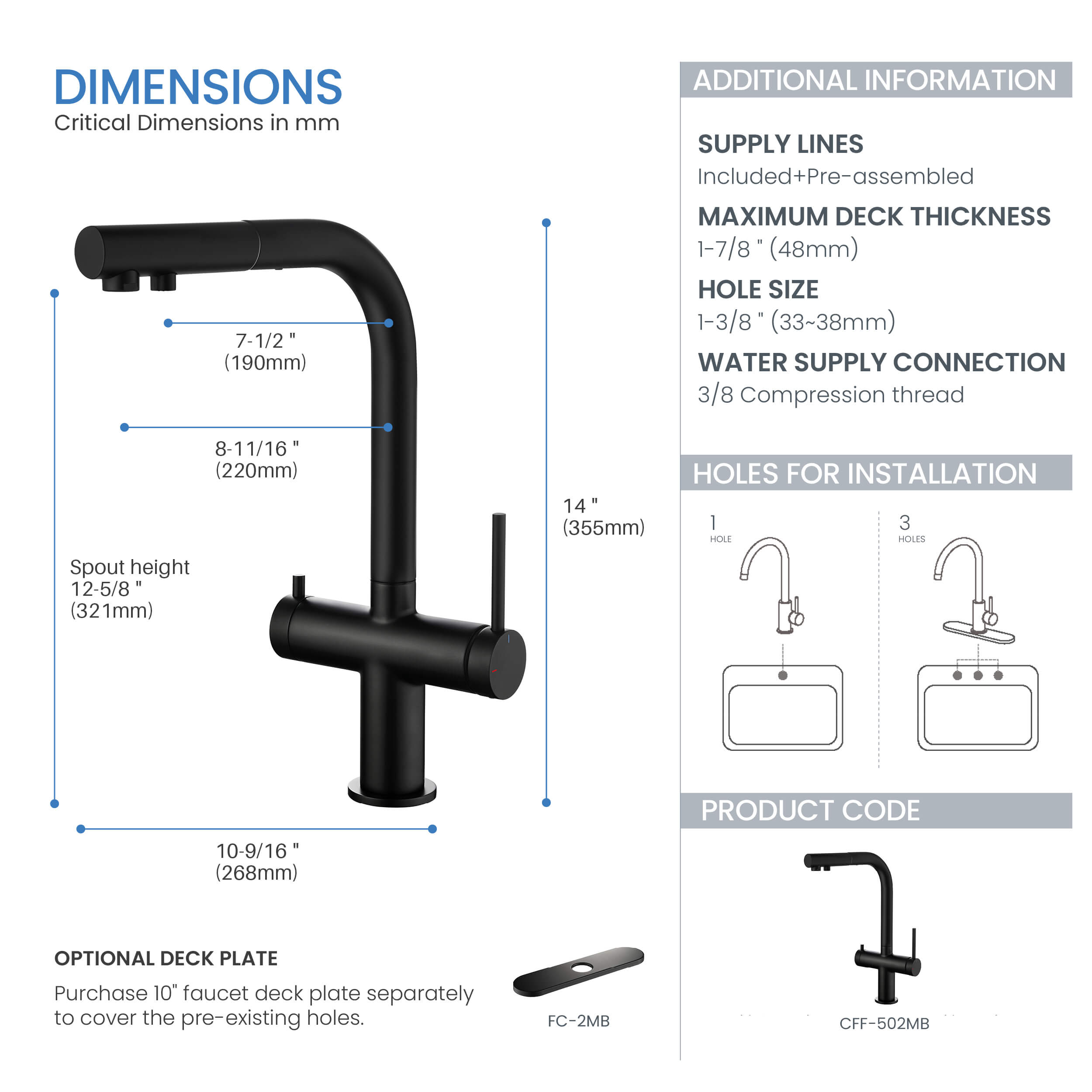 Halo 2-in-1 Pull Out Kitchen Filtration Faucet - CFF-502