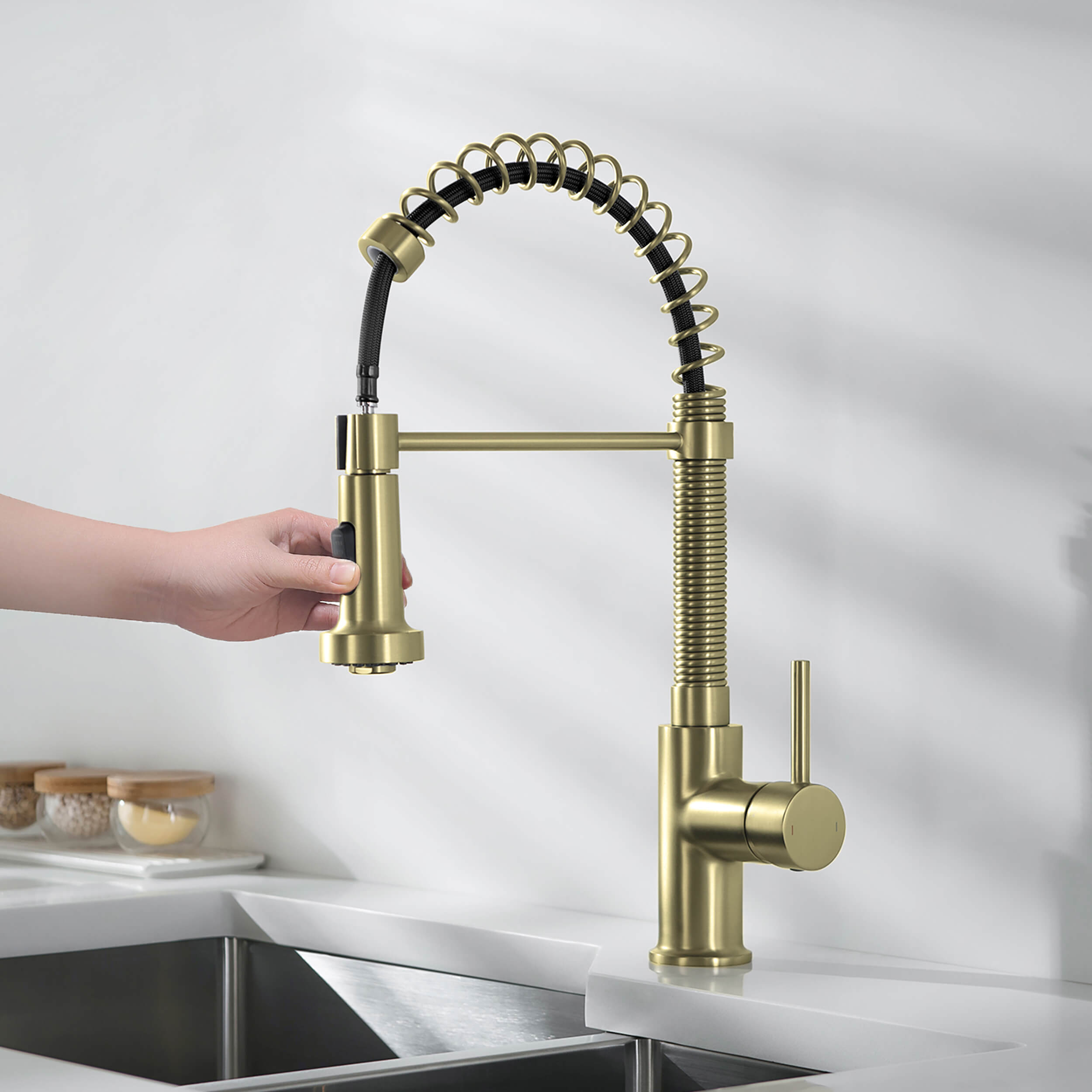 Genova Commercial Style Single Handle Pull Down Kitchen Sink Faucet - CKF-2003