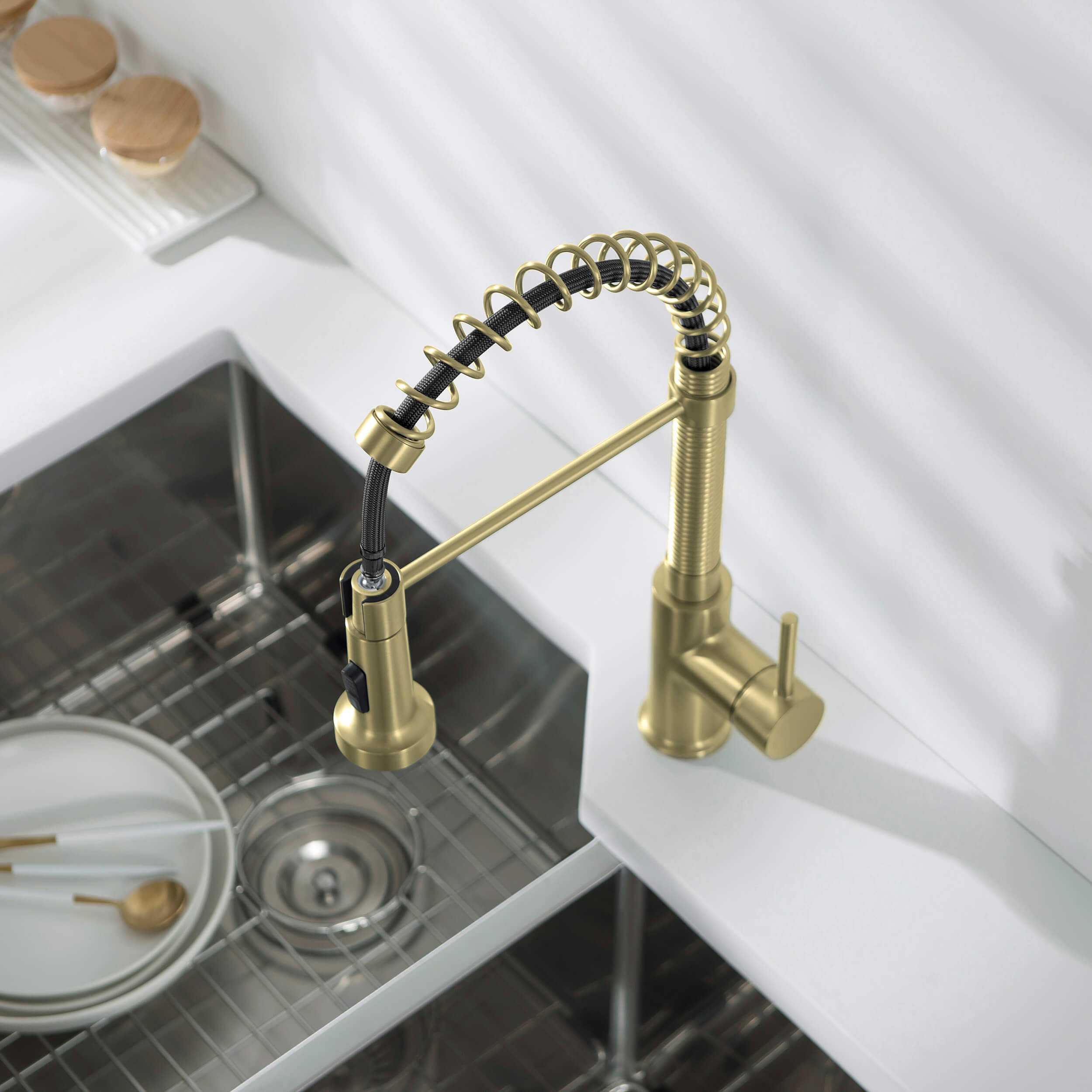 Genova Commercial Style Single Handle Pull Down Kitchen Sink Faucet - CKF-2003