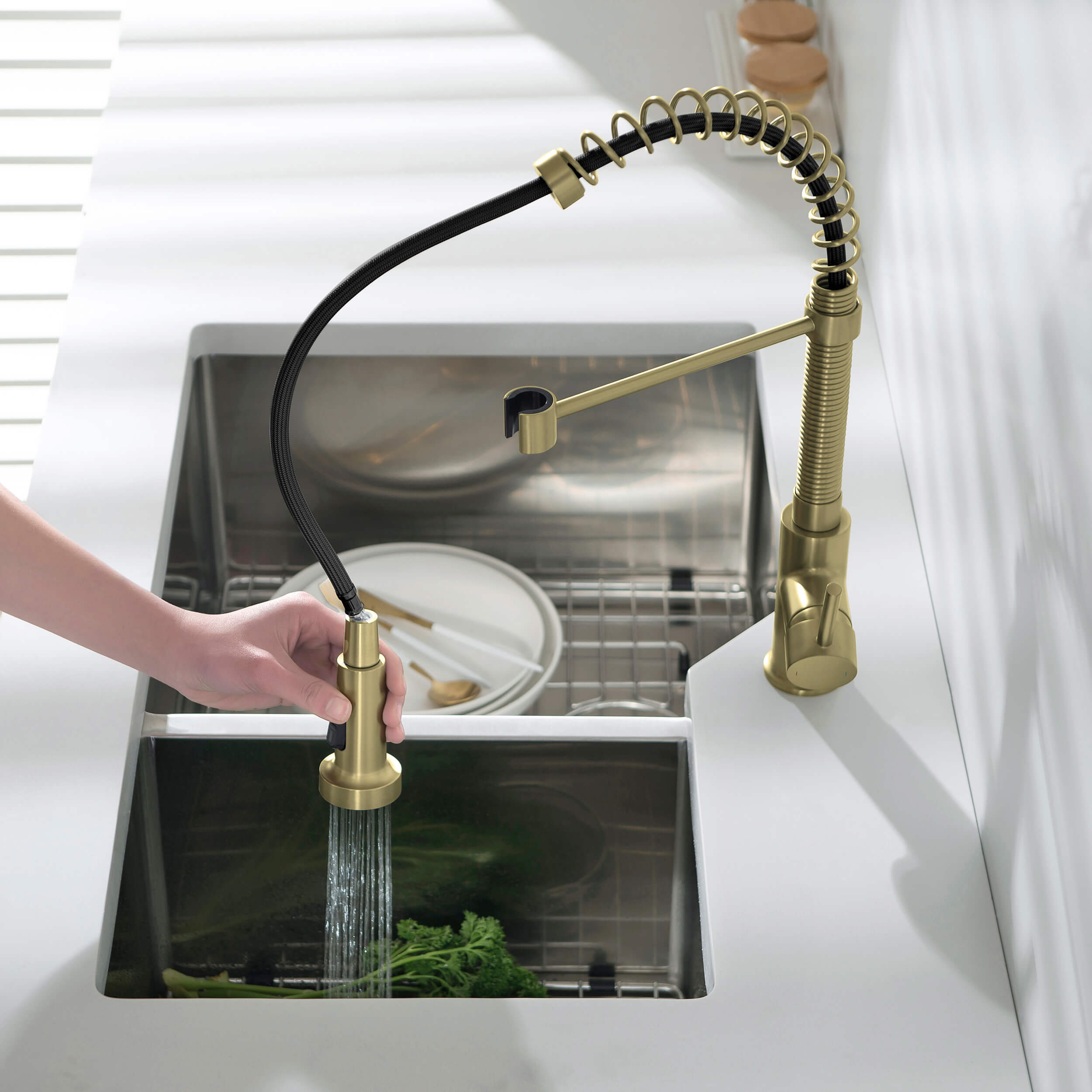 Genova Commercial Style Single Handle Pull Down Kitchen Sink Faucet - CKF-2003