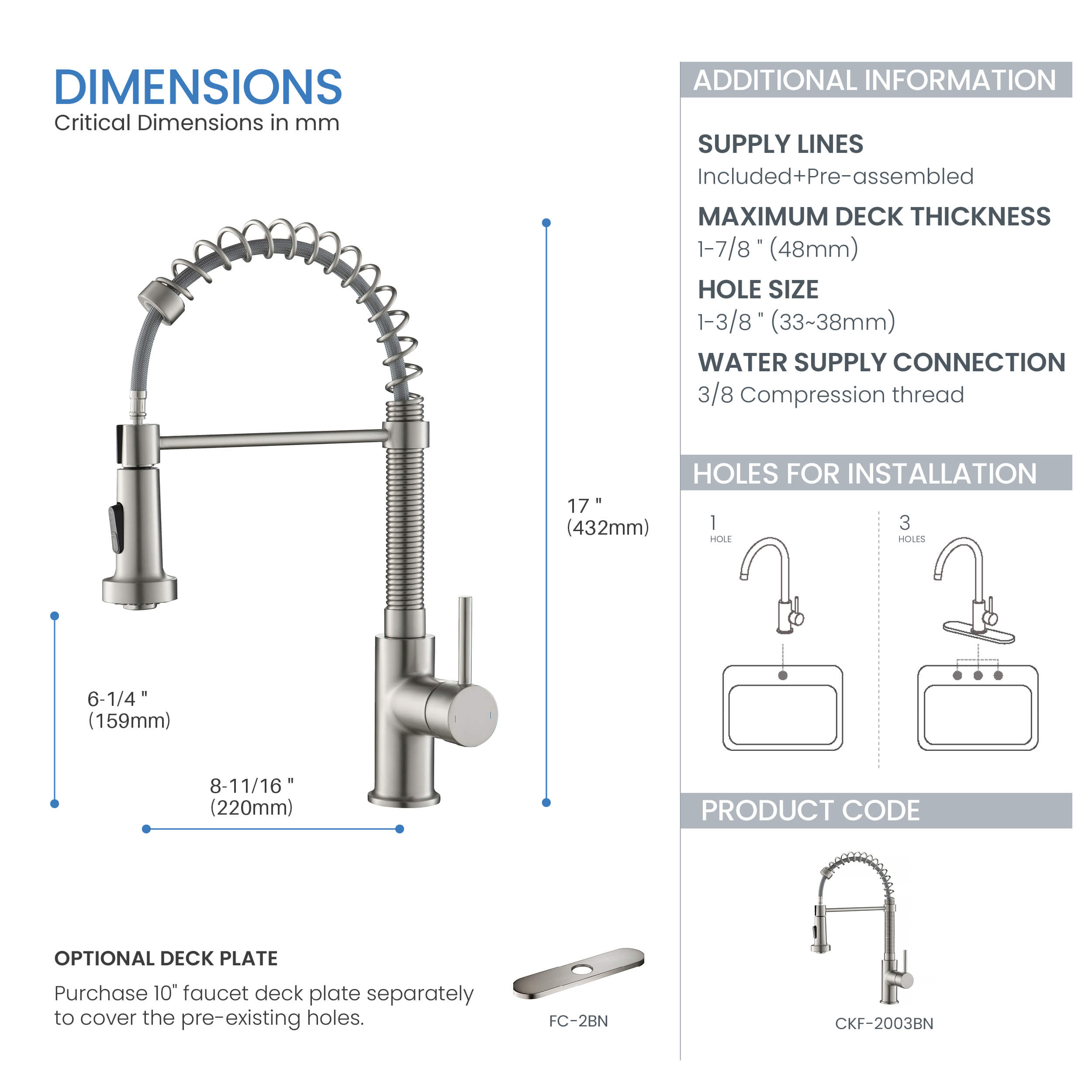 Genova Commercial Style Single Handle Pull Down Kitchen Sink Faucet - CKF-2003