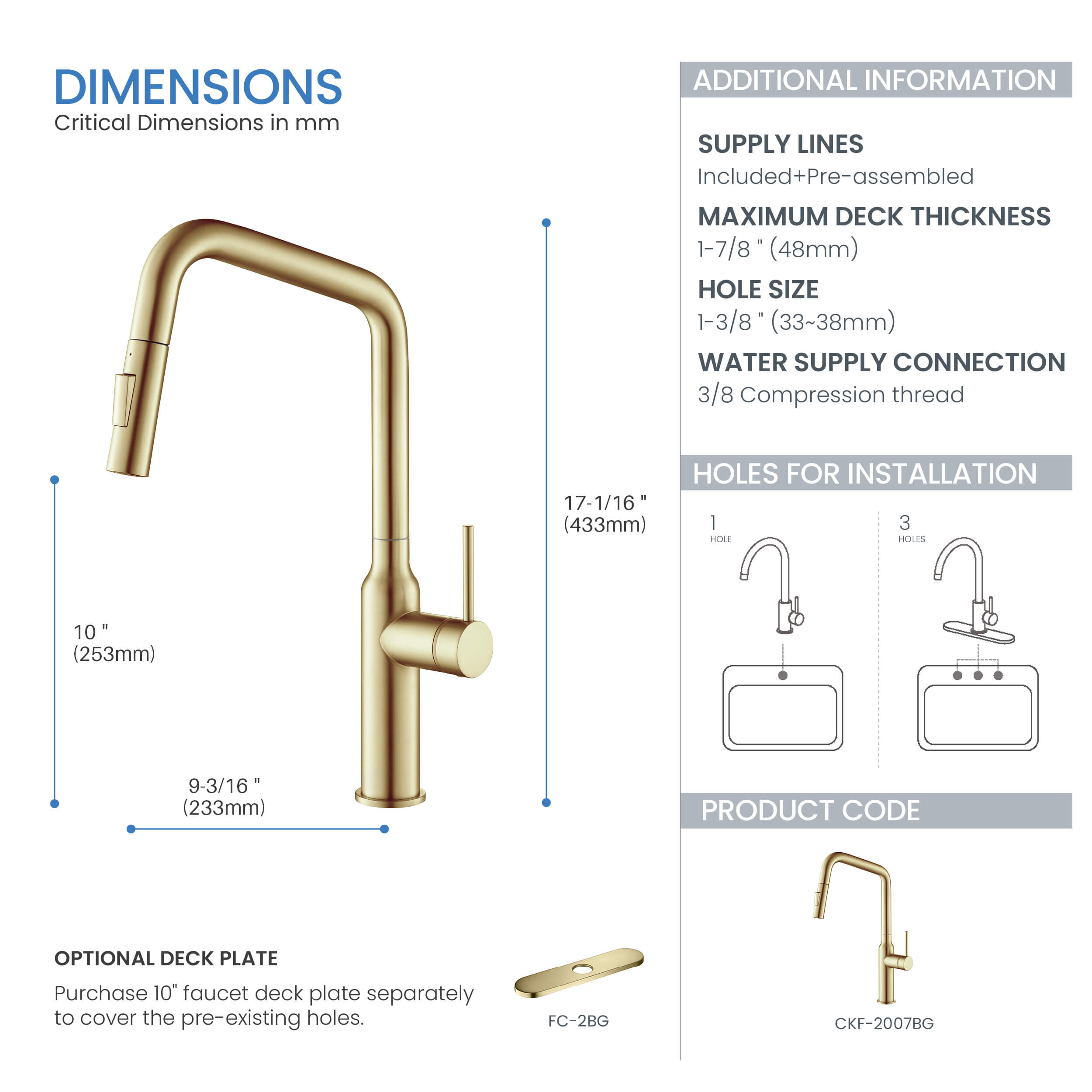 Tampa Single Handle Pull Down Kitchen Sink Faucet - CKF-2007
