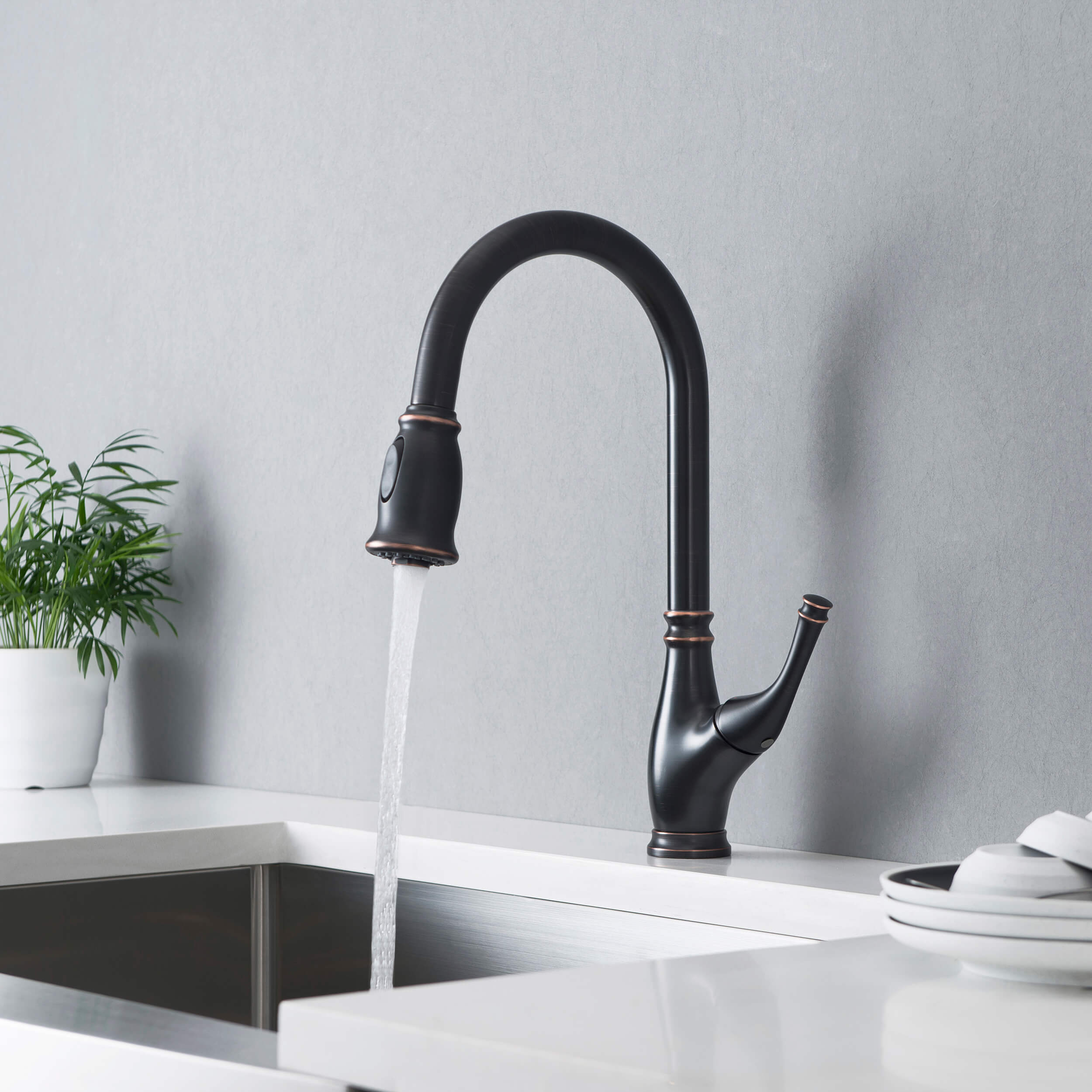 Omaha Single Handle Pull Down Kitchen Sink Faucet - CKF-2009