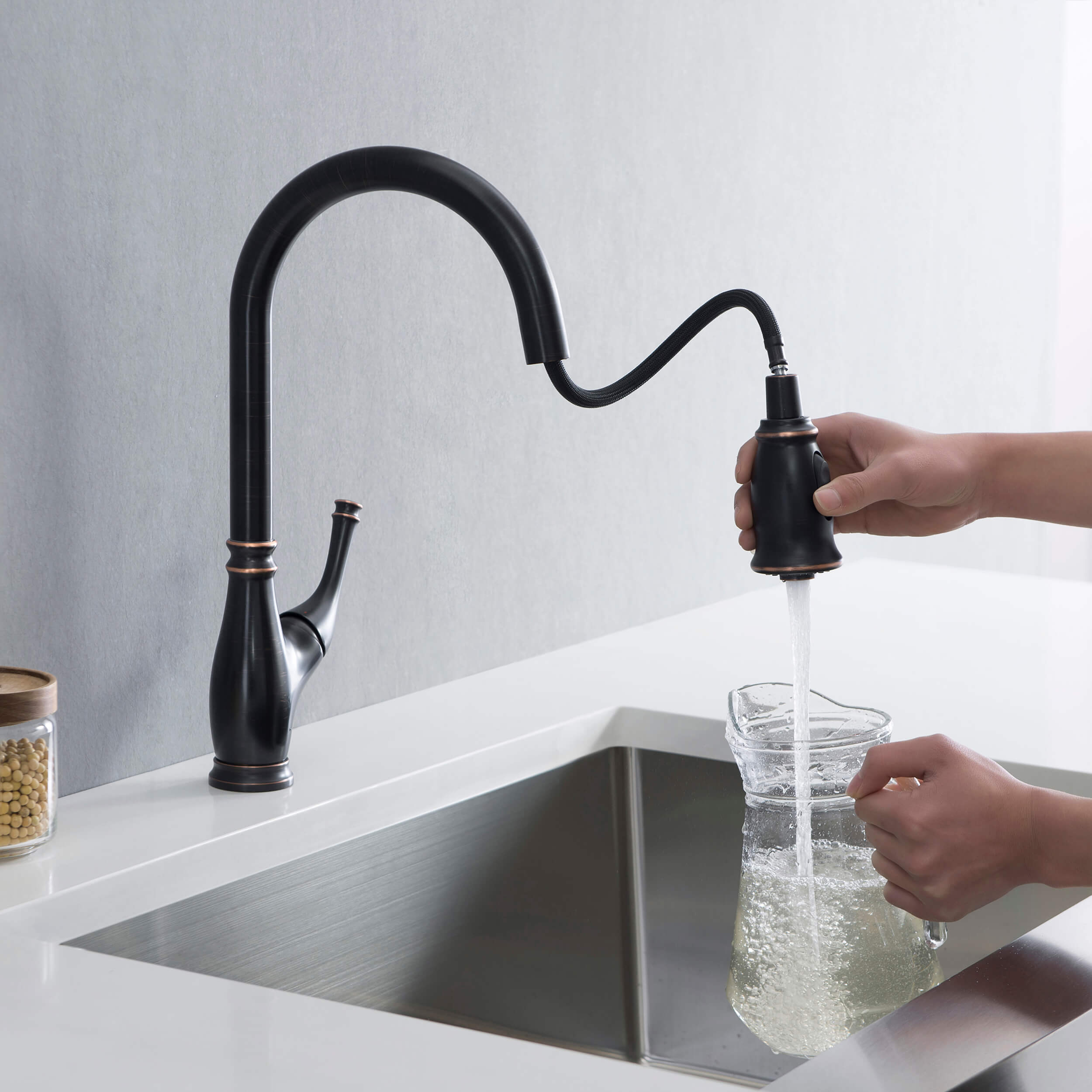 Omaha Single Handle Pull Down Kitchen Sink Faucet - CKF-2009