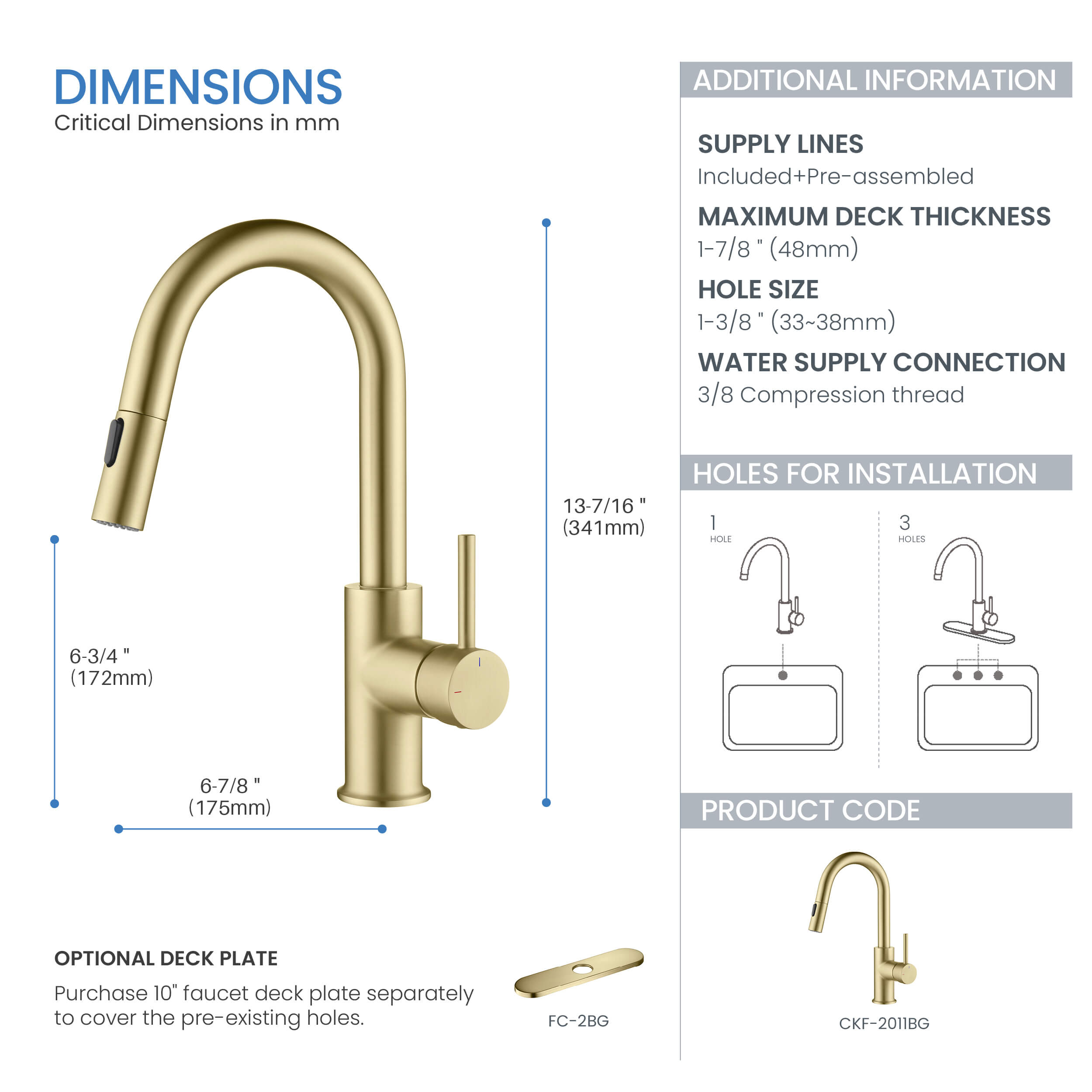 Halo Single Handle Pull Down Kitchen & Bar Sink Faucet - CKF-2011