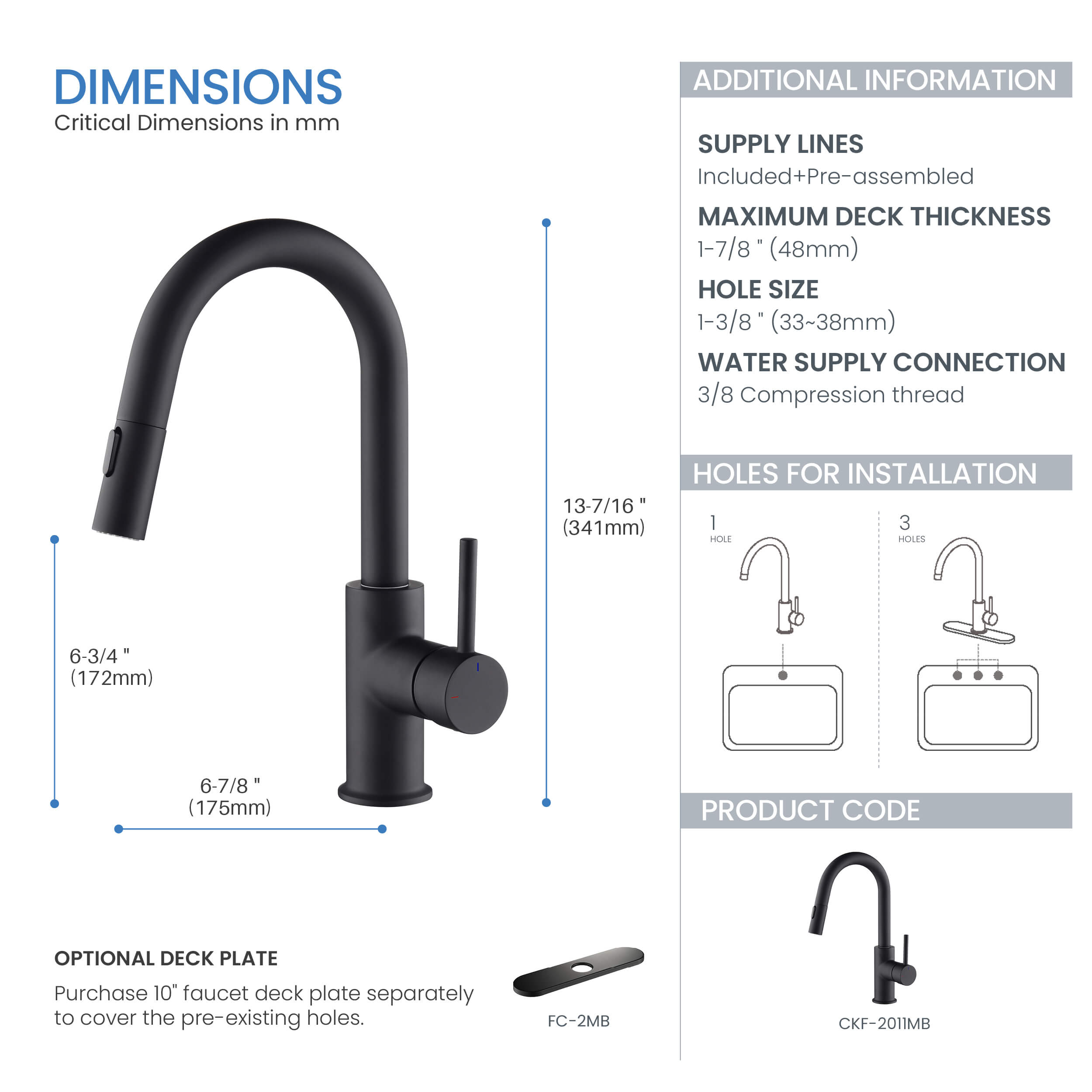 Halo Single Handle Pull Down Kitchen & Bar Sink Faucet - CKF-2011