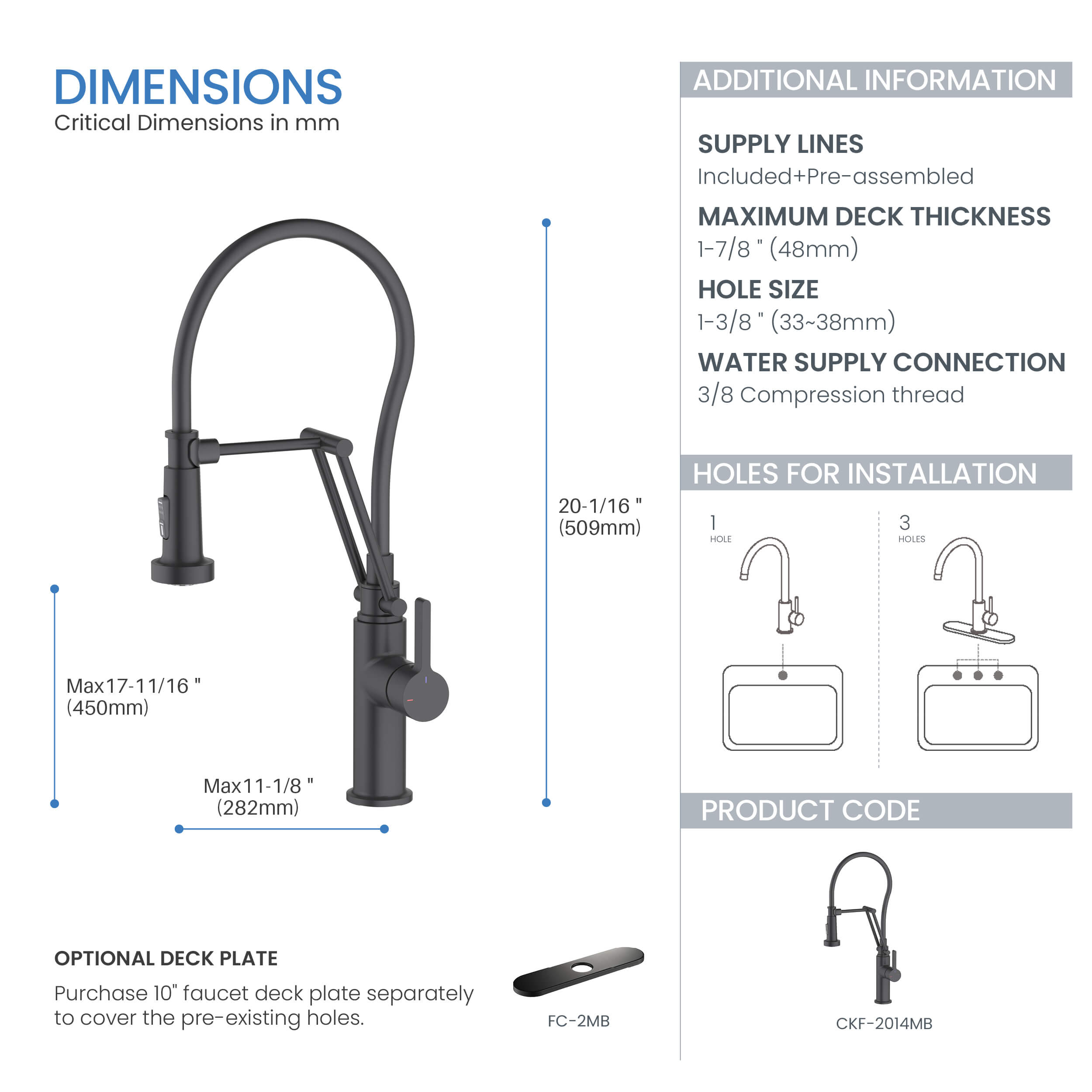 Vista Single Handle Pull Down Kitchen Faucet - CKF-2014