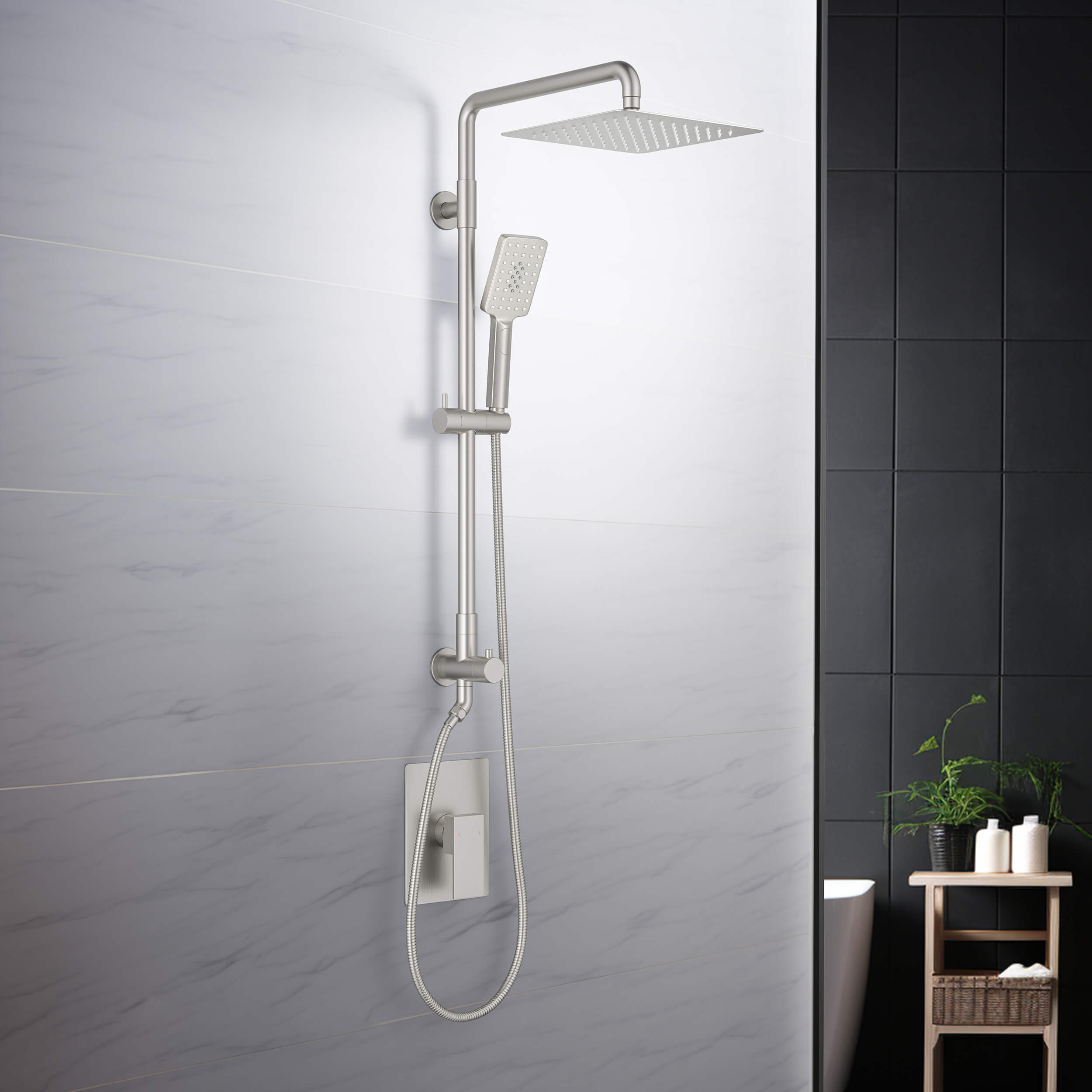 Quadra Pressure Balanced 2-Function Wall Mount Shower Column with Rough In Valve - CSC-4104