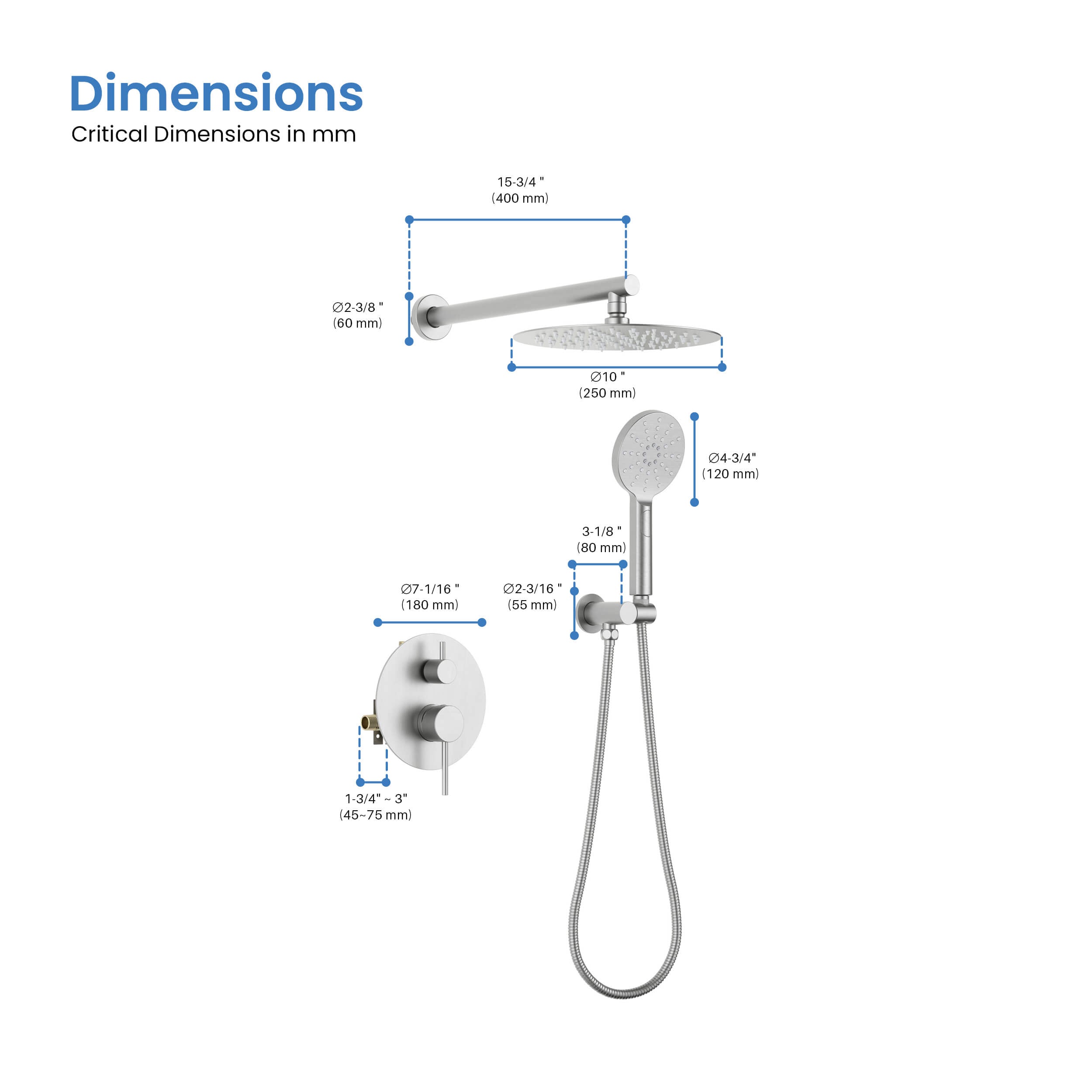 Halo Pressure Balanced 2-Function Wall Mount Shower System with Rough-in Valve - CSF-4003
