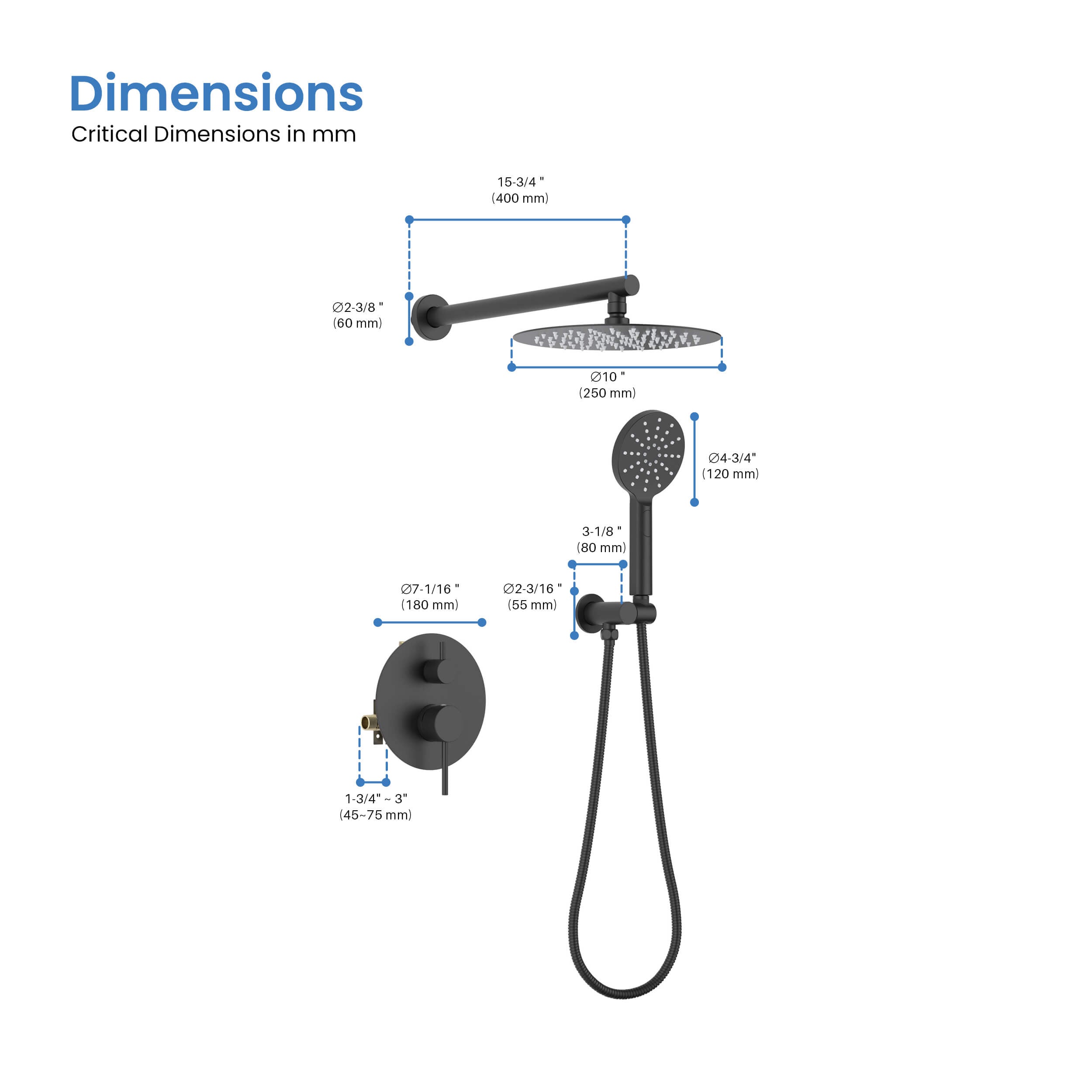 Halo Pressure Balanced 2-Function Wall Mount Shower System with Rough-in Valve - CSF-4003