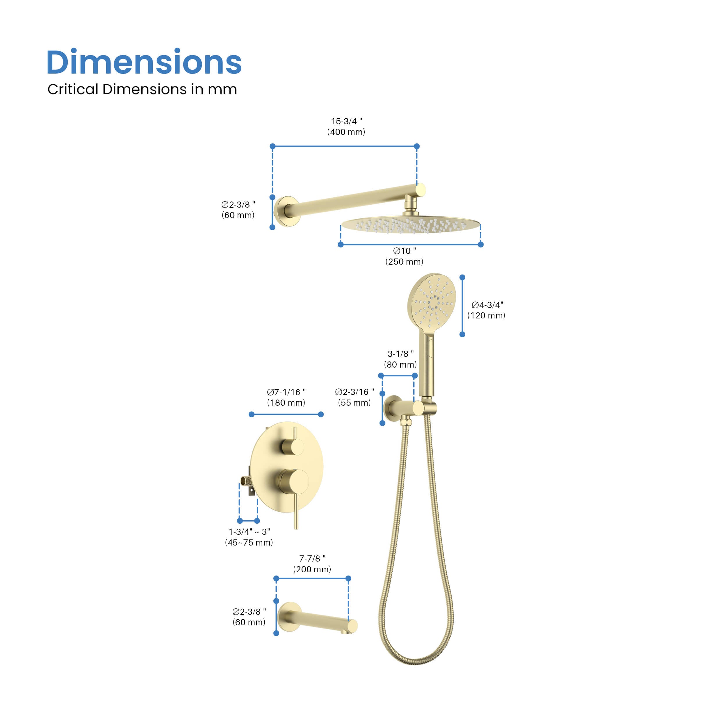 Halo Pressure Balanced 3-Function Wall Mount Shower System with Rough-In Valve - CSF-4004
