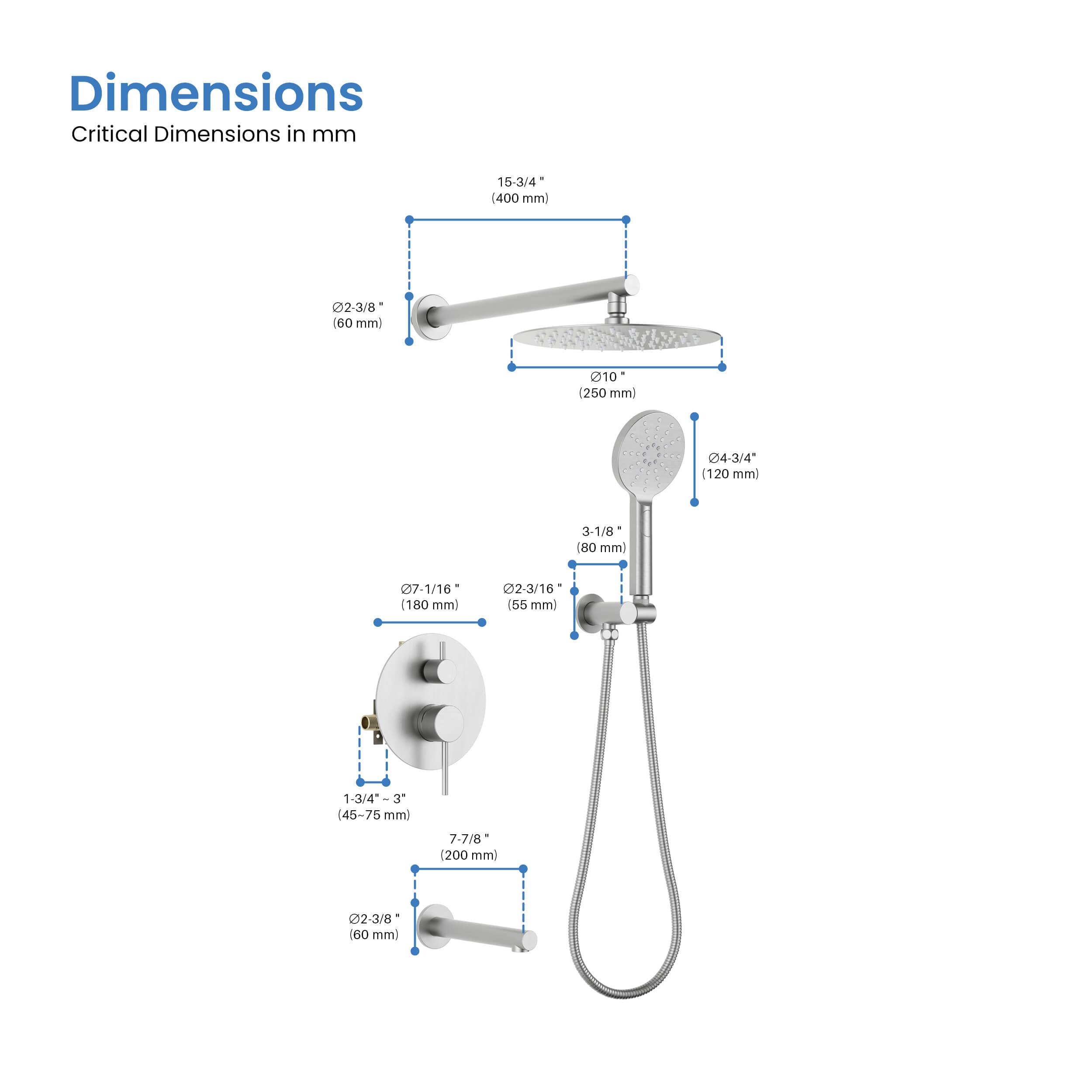 Halo Pressure Balanced 3-Function Wall Mount Shower System with Rough-In Valve - CSF-4004