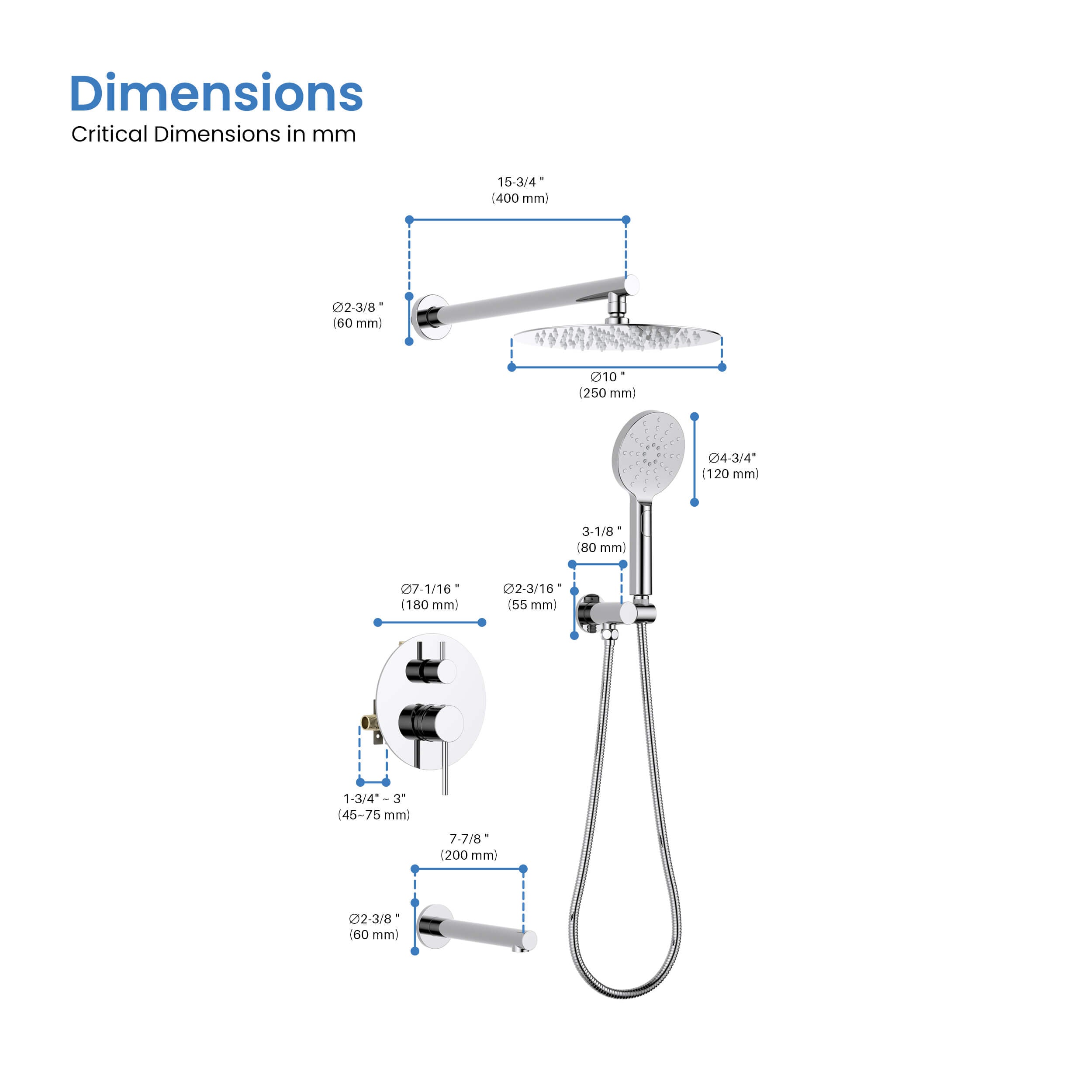 Halo Pressure Balanced 3-Function Wall Mount Shower System with Rough-In Valve - CSF-4004