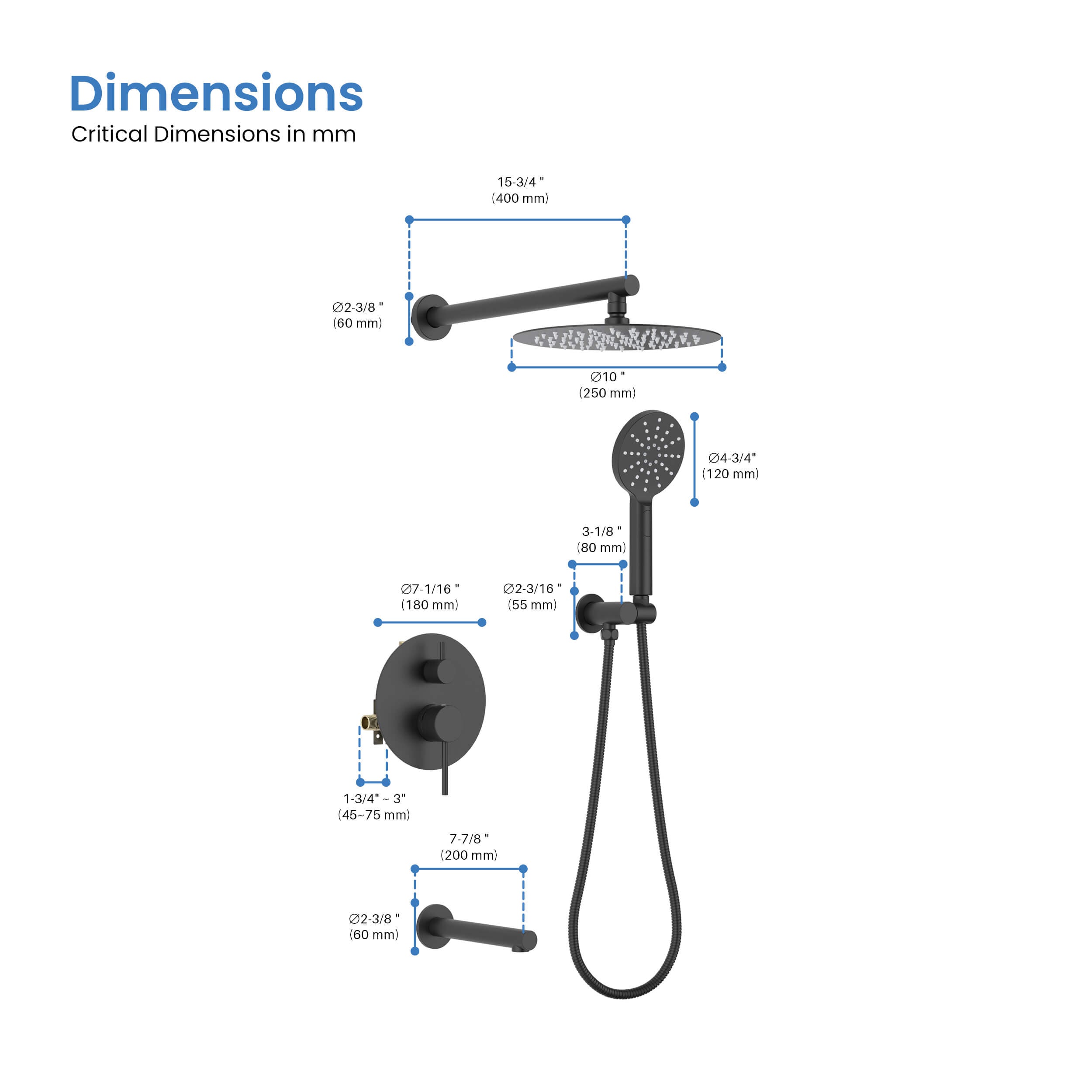 Halo Pressure Balanced 3-Function Wall Mount Shower System with Rough-In Valve - CSF-4004
