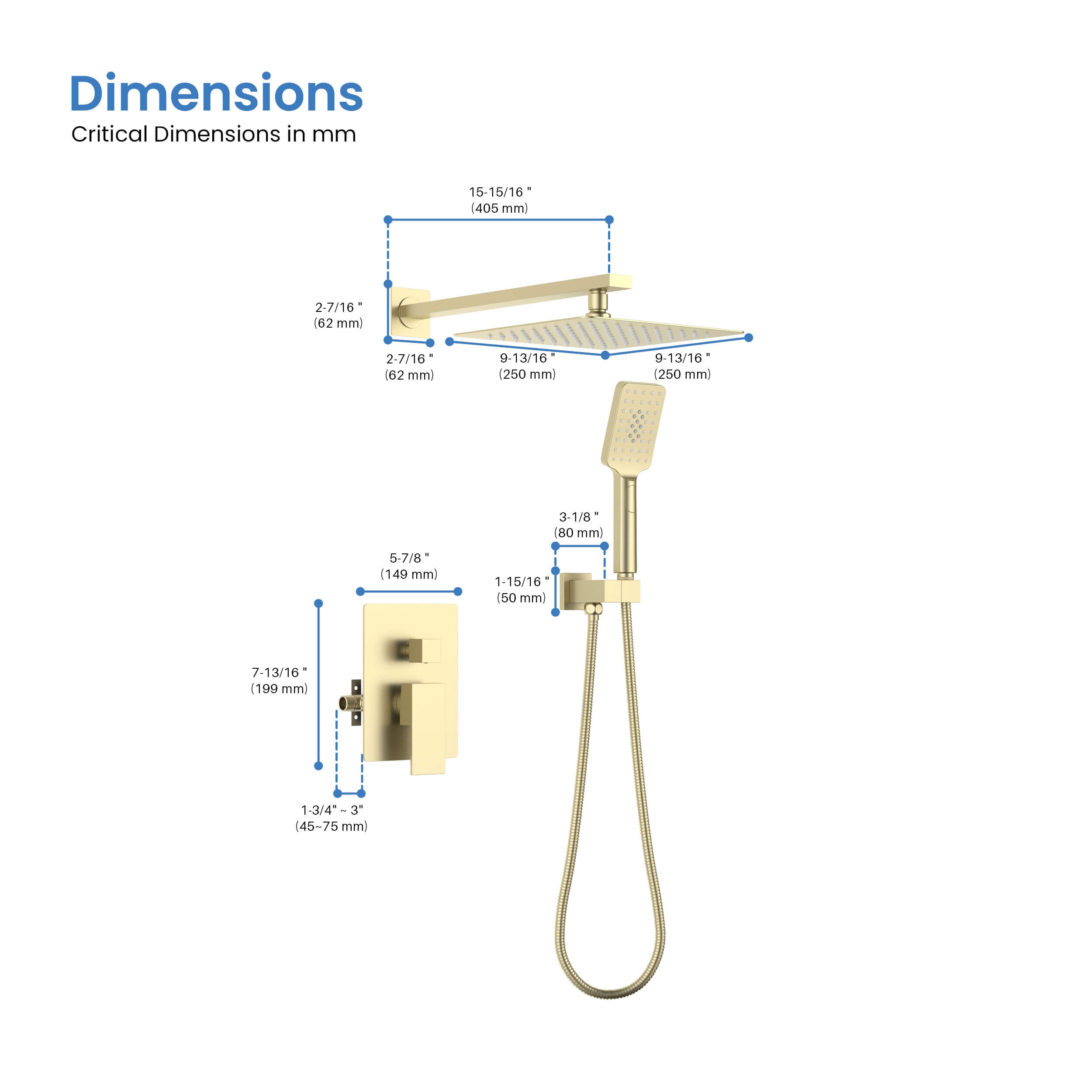 Quadra Pressure Balanced 2-Function Wall Mount Shower System with Rough-In Valve - CSF-4005